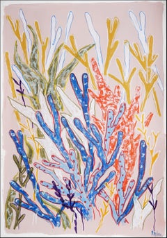 Blue Coral Forest, Coral Reef, Illustration Style Painting, Organic Gestures