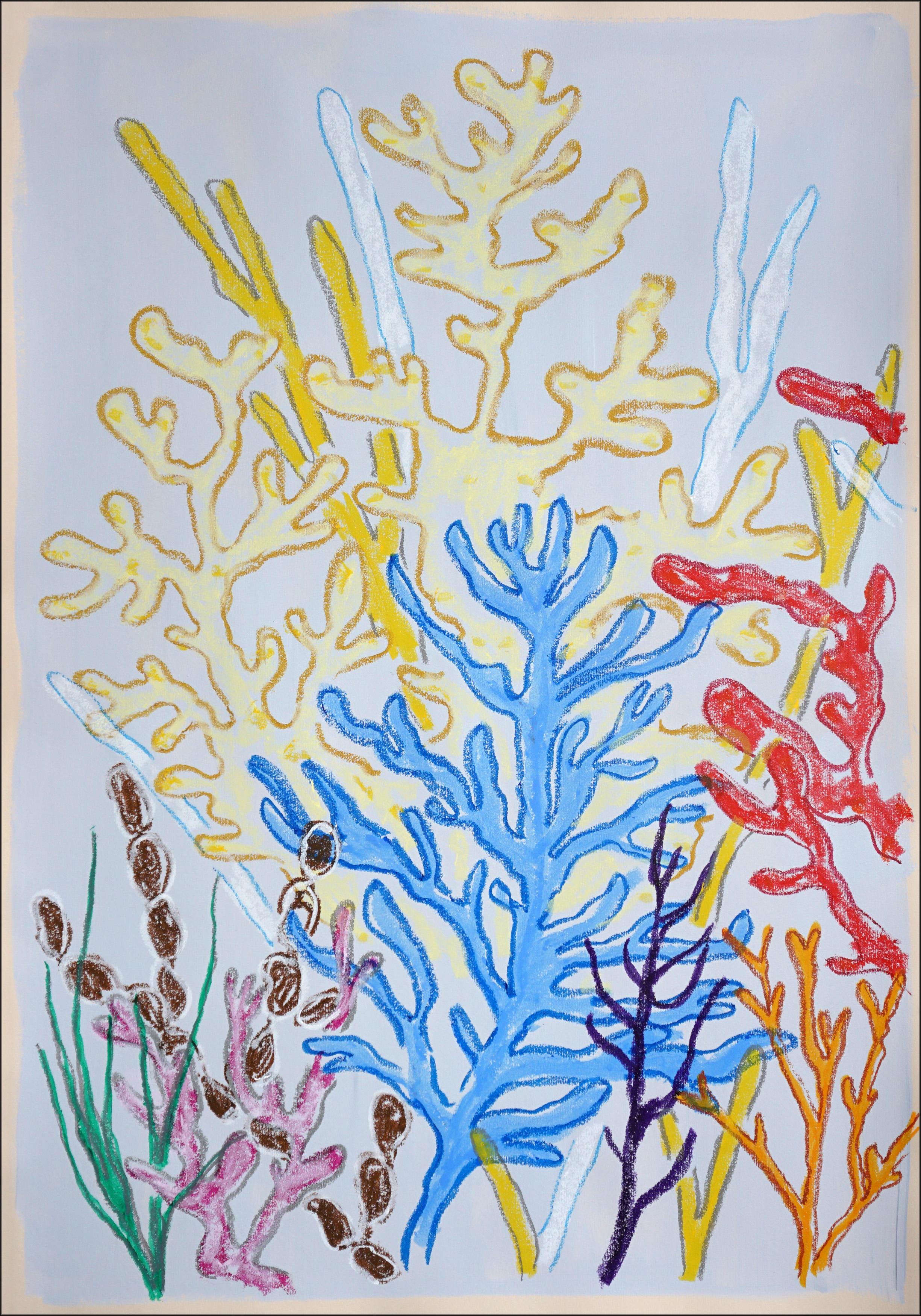 Colorful Corals, Marine Diptych, Vivid Tones Reef, Acrylic Painting on Paper For Sale 1