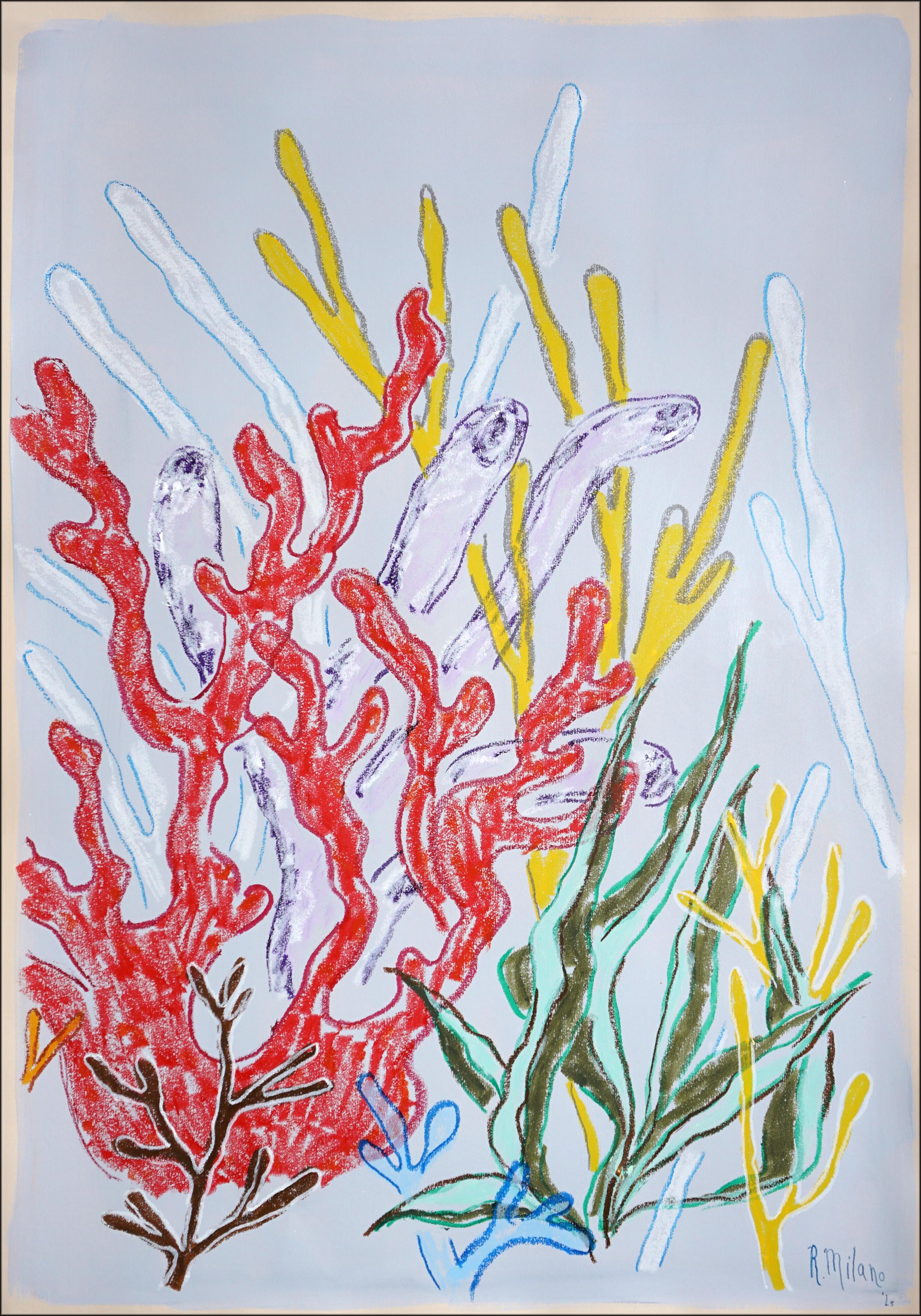 Colorful Corals, Marine Diptych, Vivid Tones Reef, Acrylic Painting on Paper For Sale 2