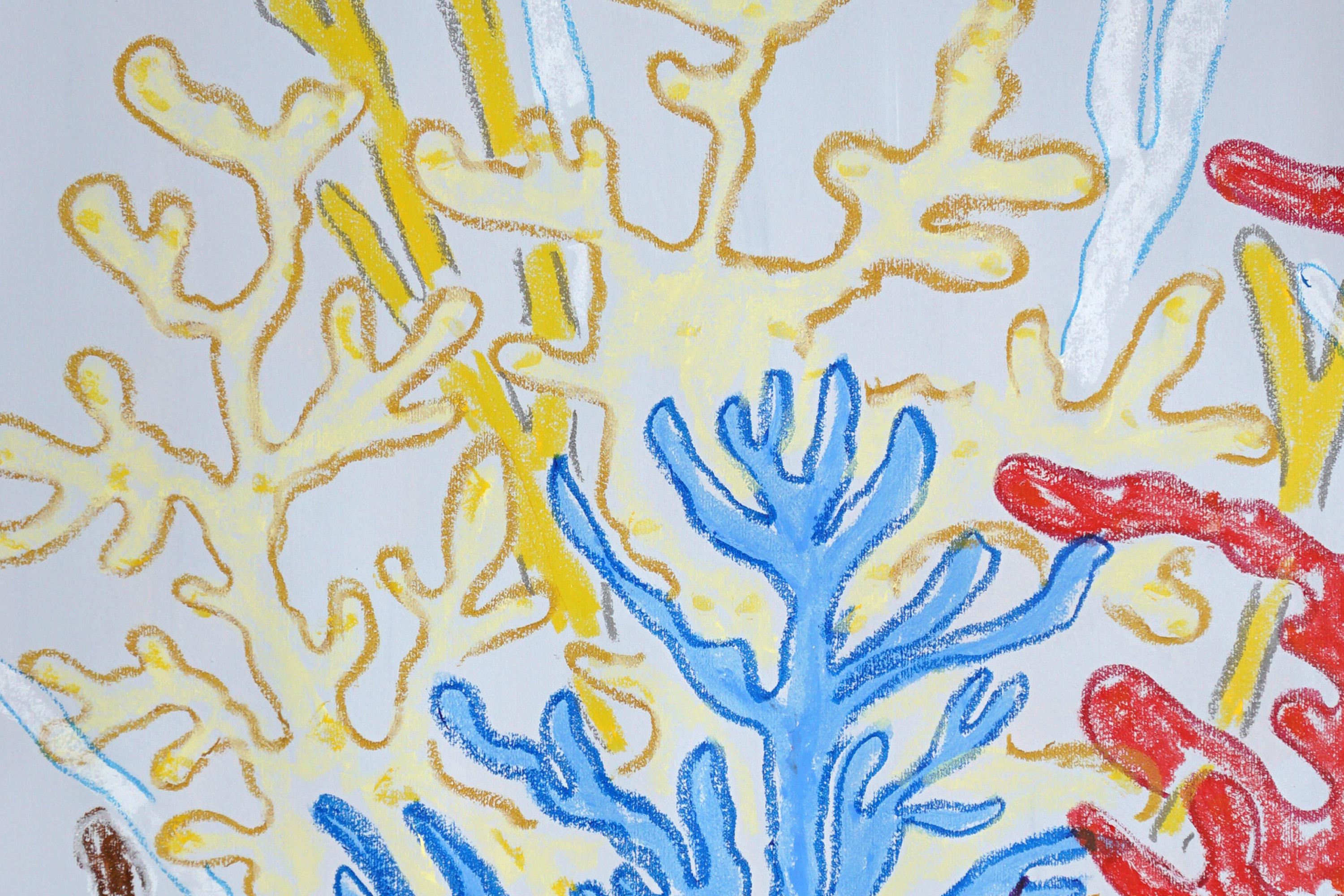 Colorful Corals, Marine Diptych, Vivid Tones Reef, Acrylic Painting on Paper For Sale 5