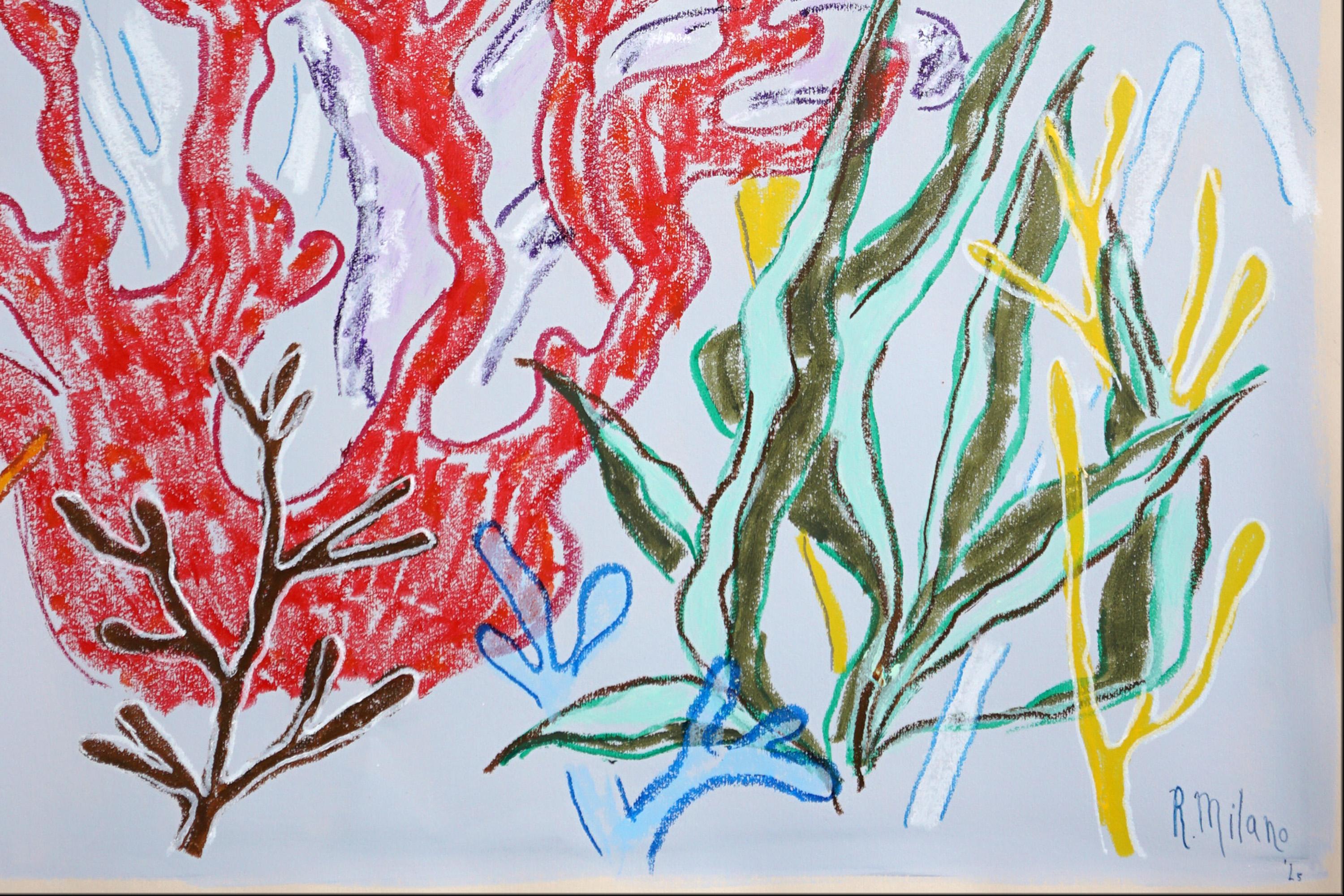 Colorful Corals, Marine Diptych, Vivid Tones Reef, Acrylic Painting on Paper For Sale 6