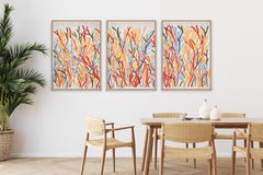 Korallenwald-Triptychon, Organische Formen. Grundtöne, Korallenriff-Muster, Papier