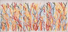 Korallenwald-Triptychon, Organische Formen. Grundtöne, Korallenriff-Muster, Papier