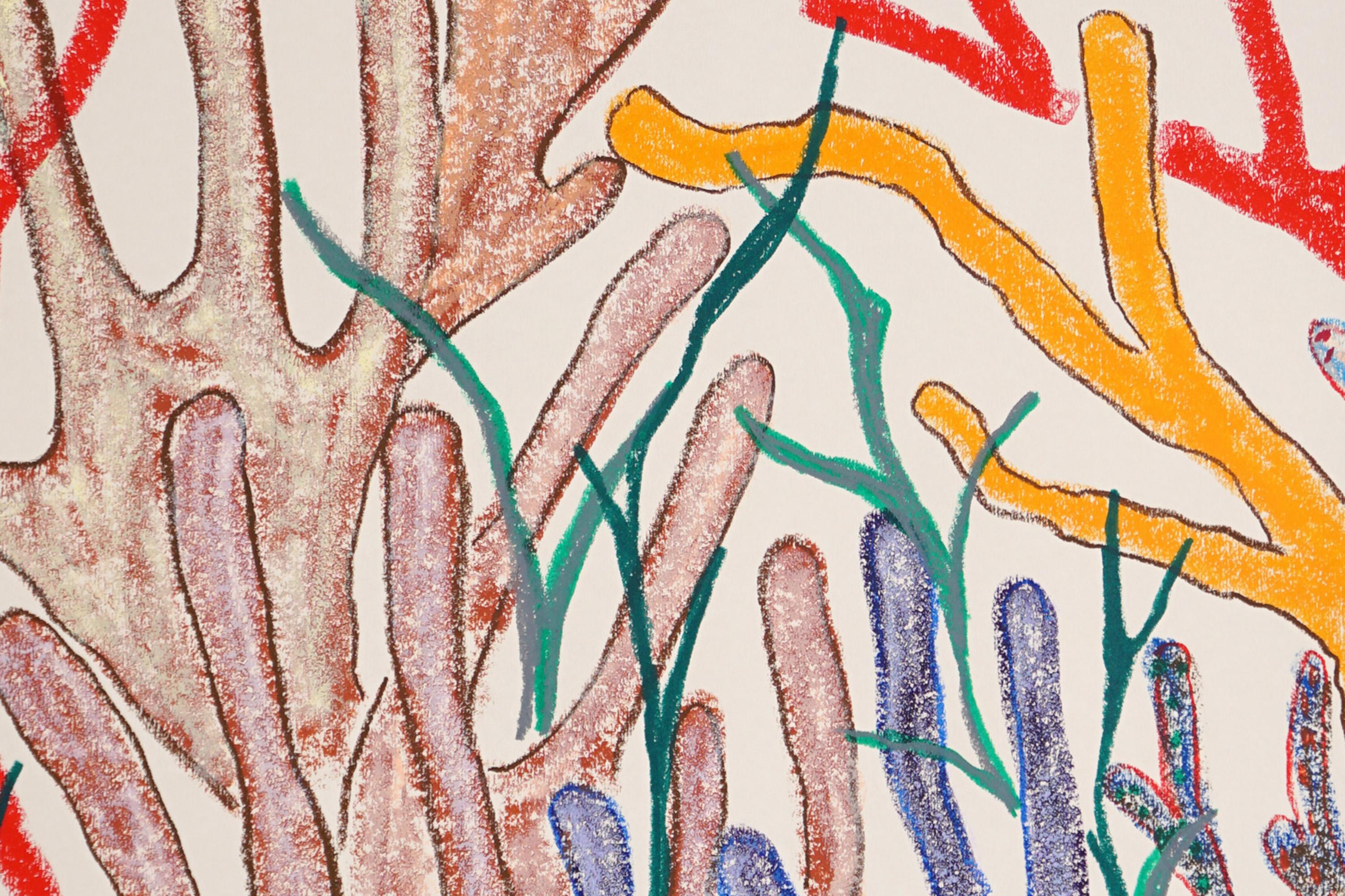 Dittico Foresta di Corallo dai toni terrestri, illustrazione della barriera corallina, pittura biomorfa in vendita 2