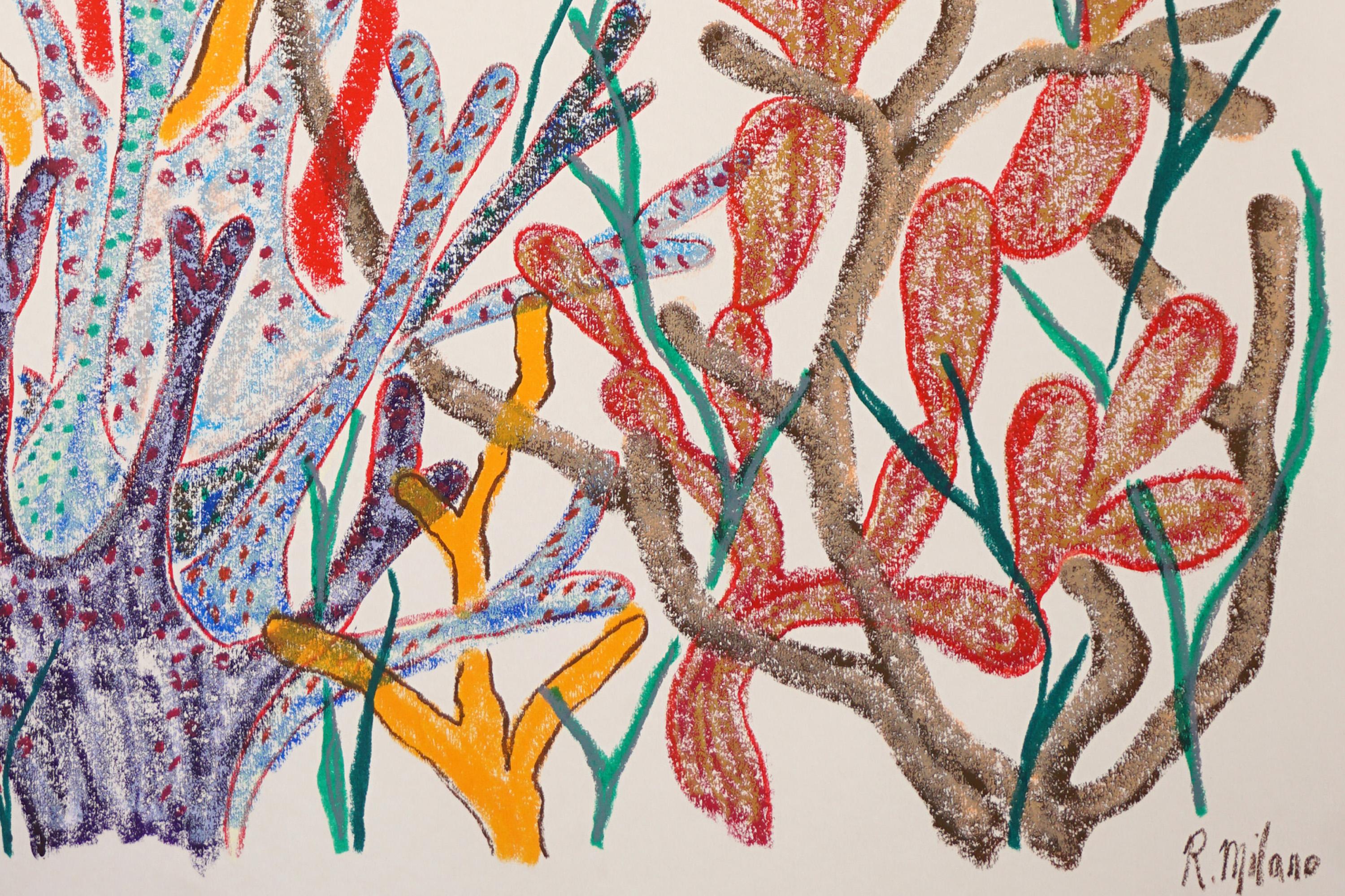 Dittico Foresta di Corallo dai toni terrestri, illustrazione della barriera corallina, pittura biomorfa in vendita 4