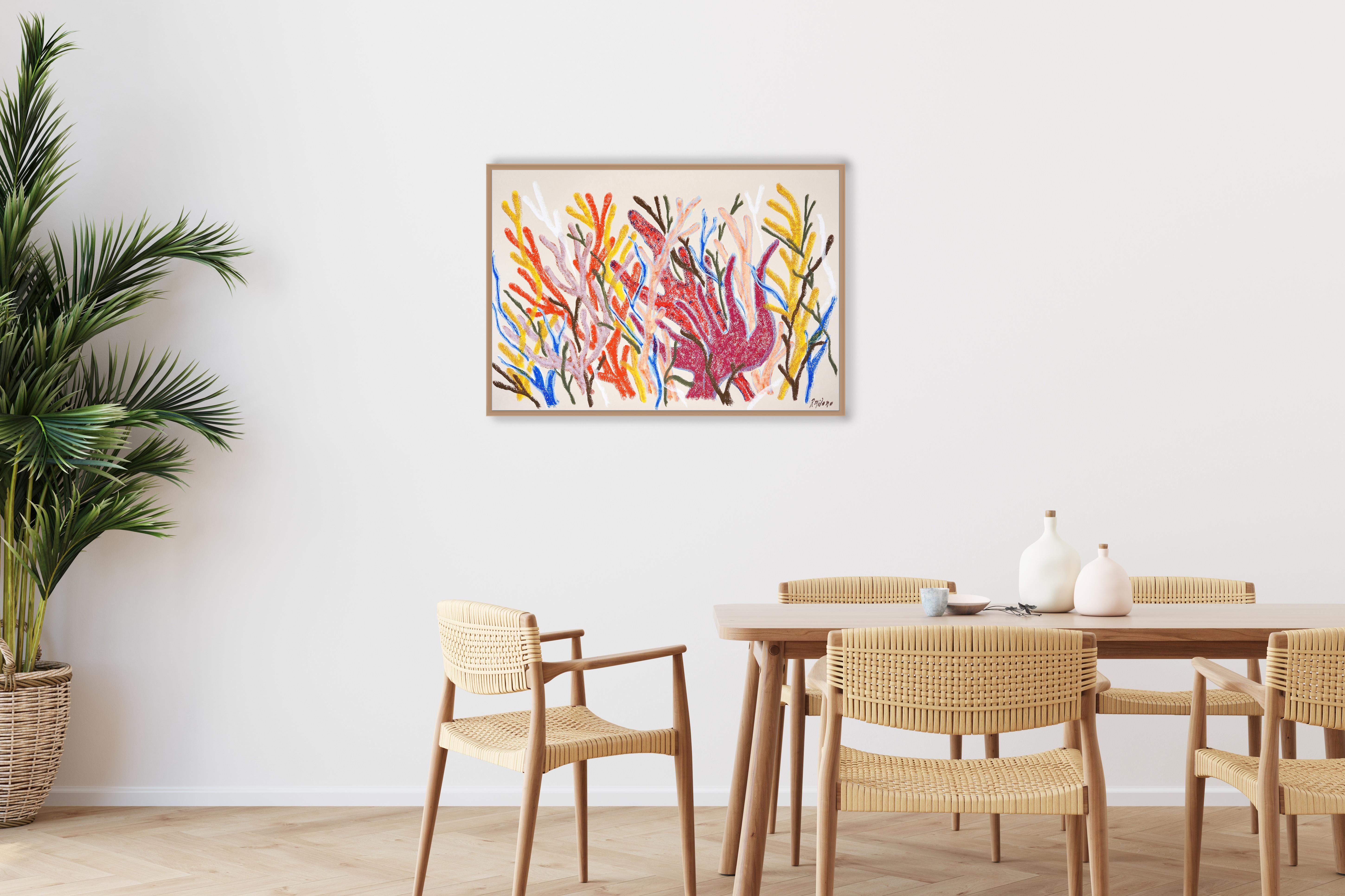 Fire Corals, Biomorphic Seascape in Red, Illustration Style Abstract Branches For Sale 1