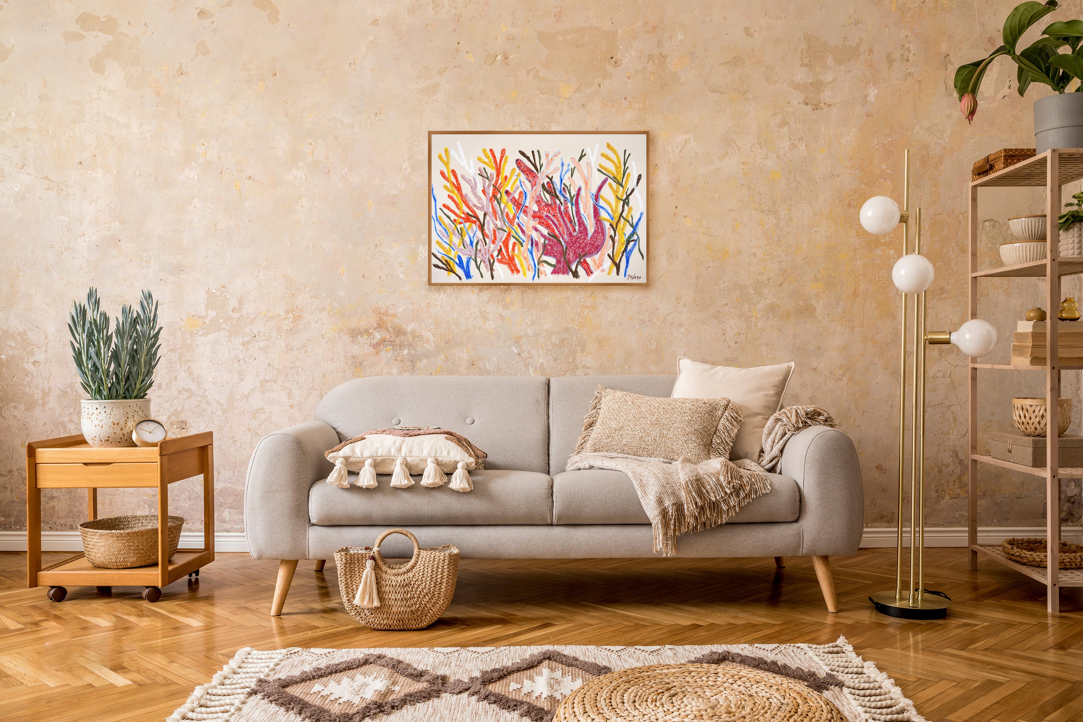 Fire Corals, Biomorphic Seascape in Red, Illustration Style Abstract Branches For Sale 2