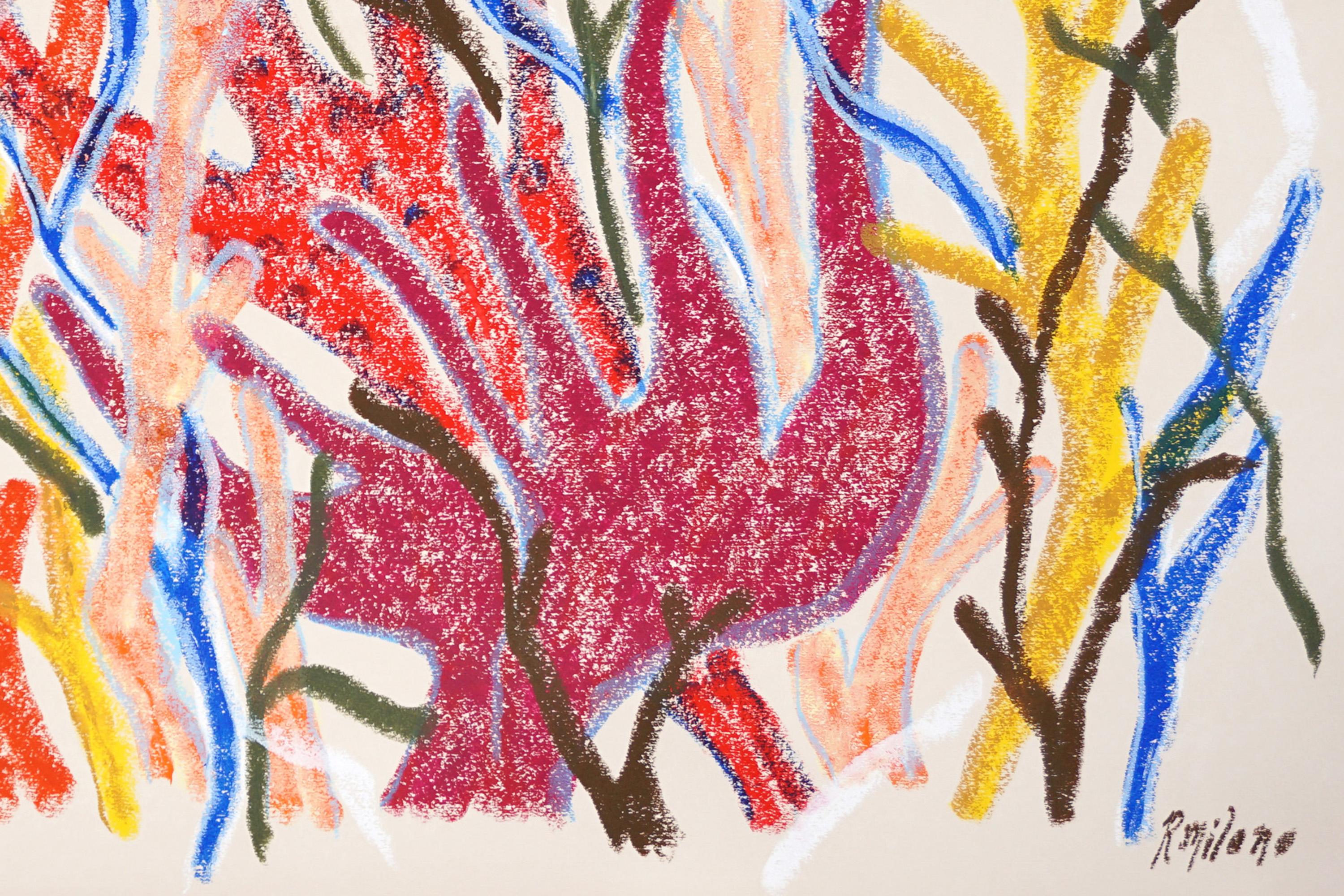 Fire Corals, Biomorphic Seascape in Red, Illustration Style Abstract Branches For Sale 3
