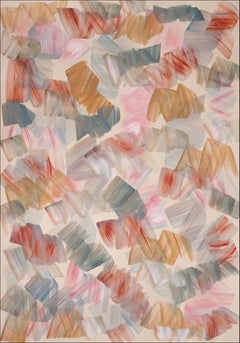 Flower Field Blur, Pastel Tones Urban Style Expressionist Brushstroke Soft Pink