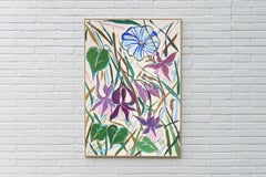 Fuchsia Bellflowers, Illustration Style Painting, Wild Flowers, Spring Bouquet