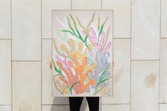 Texturas Coralinas Divertidas, Bosque de Arrecifes en Tonos Pasteles, Crayón Gouache sobre Papel, 2025