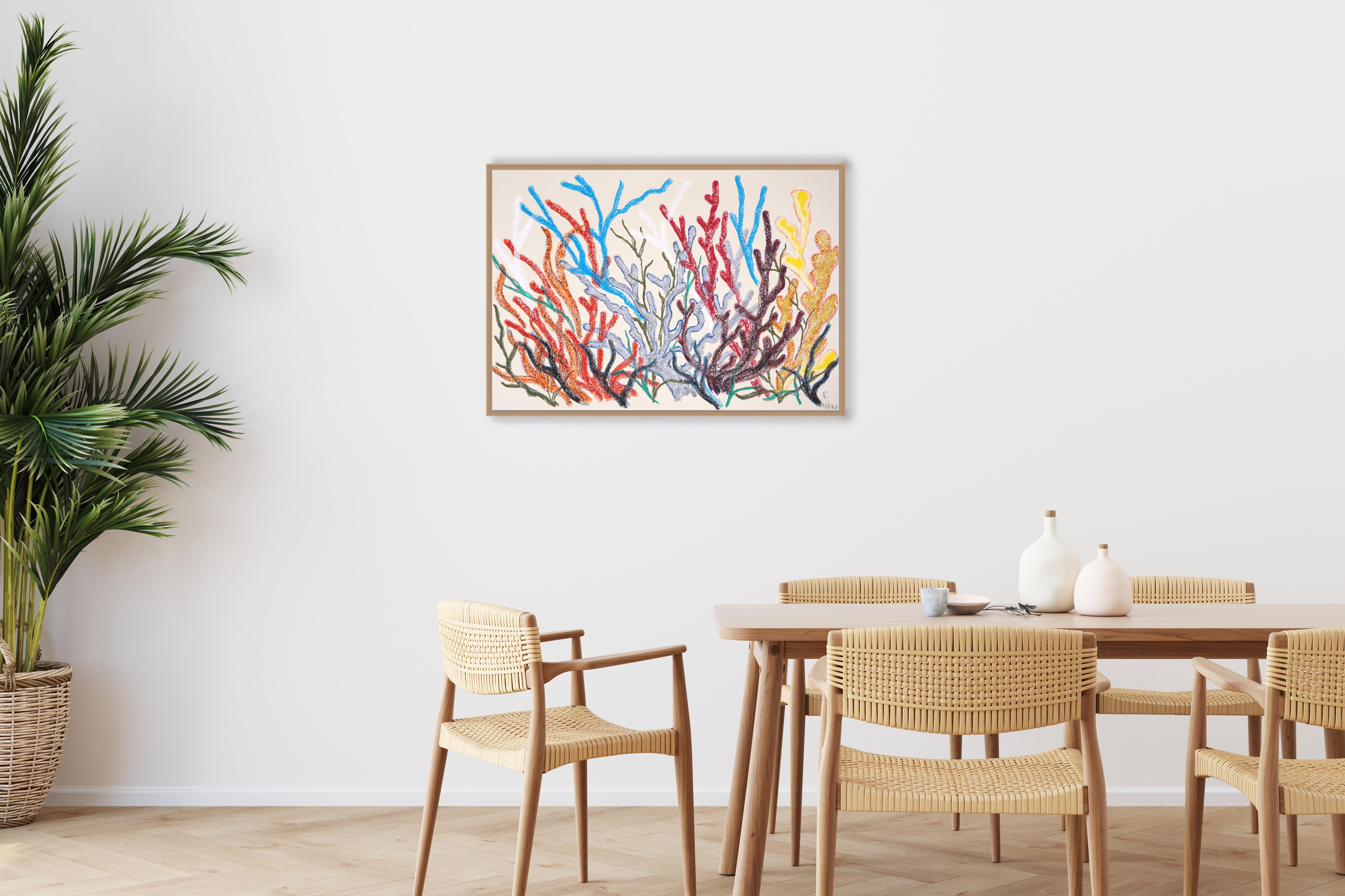 Graue und braune Korallen, Horizontales Korallenriff, Illustrationsstil, Organische Formen im Angebot 1