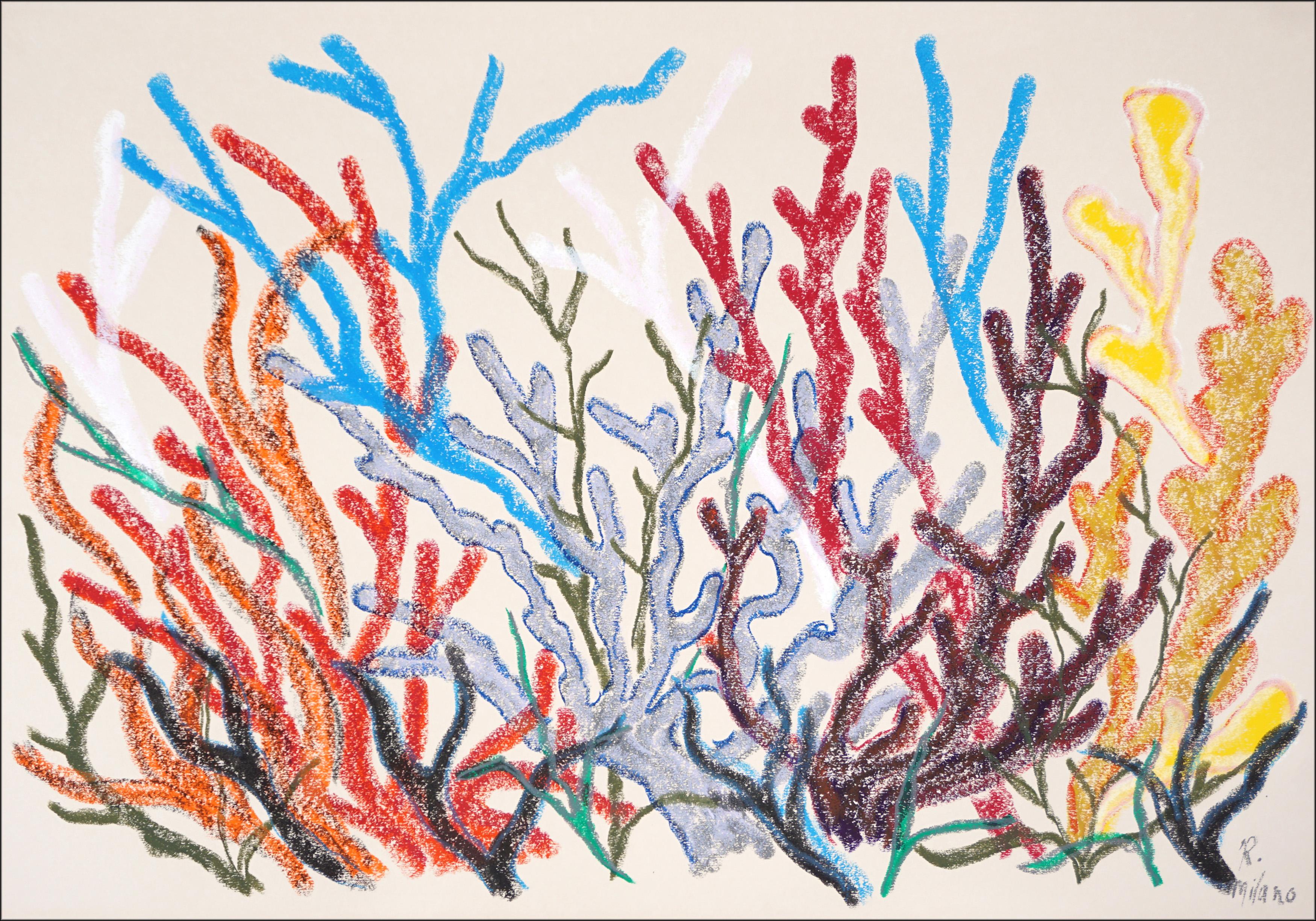 Gray and Brown Corals, Horizontal Coral Reef, Illustration Style, Organic Forms