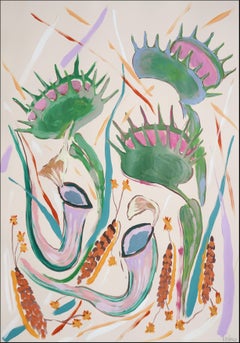 Estilo de ilustración, Botánica, Flores Venus atrapamoscas, Plantas carnívoras, Verde