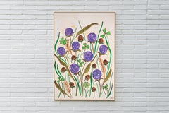 Illustration Style Painting, Botanical Scene of Wild Dandelions and Clovers, Ink