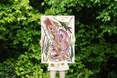 Peinture de champignons de Turquie à queue d'aronde, paysage forestier d'automne