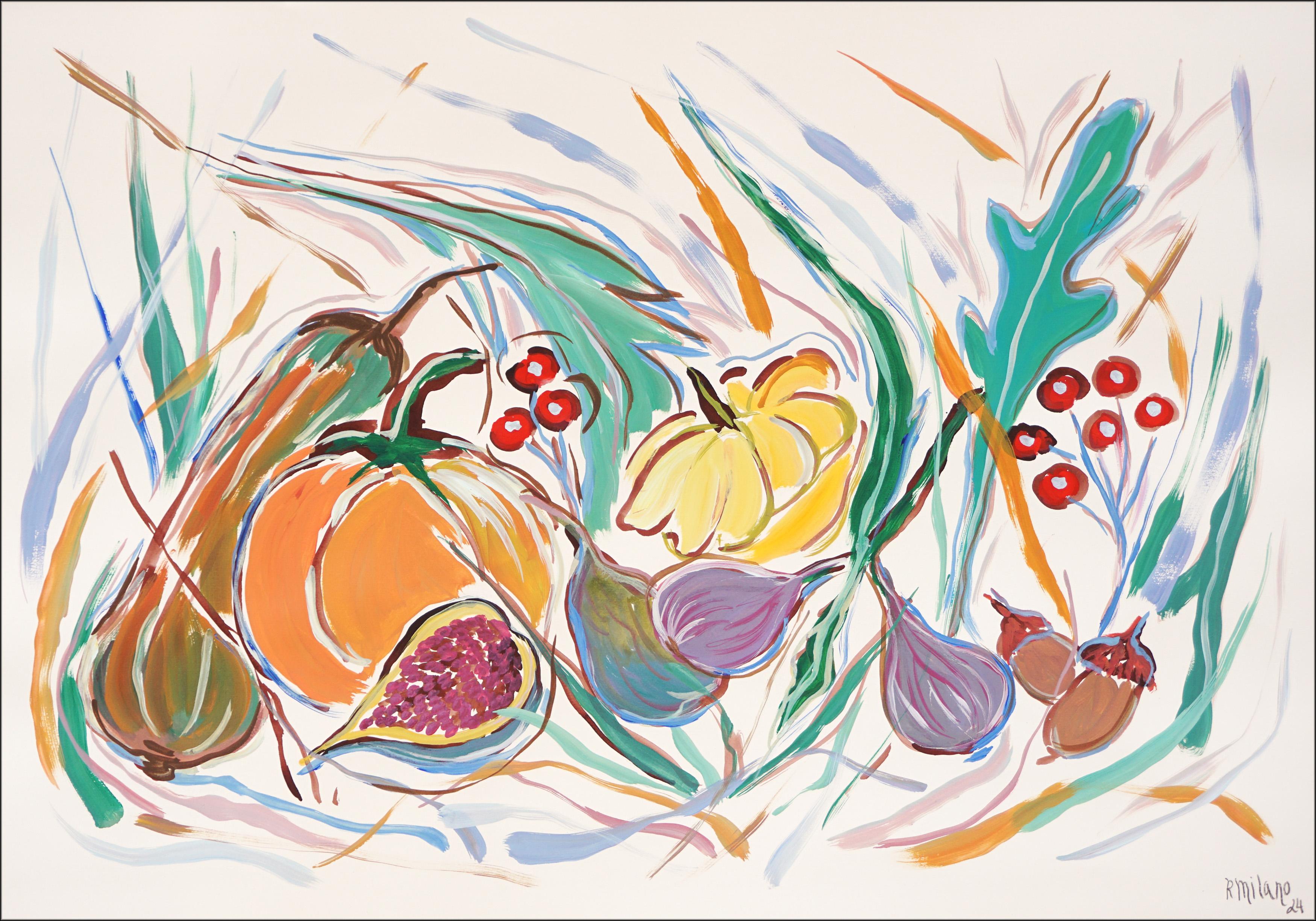 Illustration Stil Stillleben der Ernte Herbst Füllhorn, Obstschale Gemälde