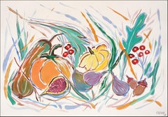 Illustration Stil Stillleben der Ernte Herbst Füllhorn, Obstschale Gemälde