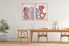 Dittico Forms + Surfaces, architettura corallina colorata, superficie strutturata, arte moderna