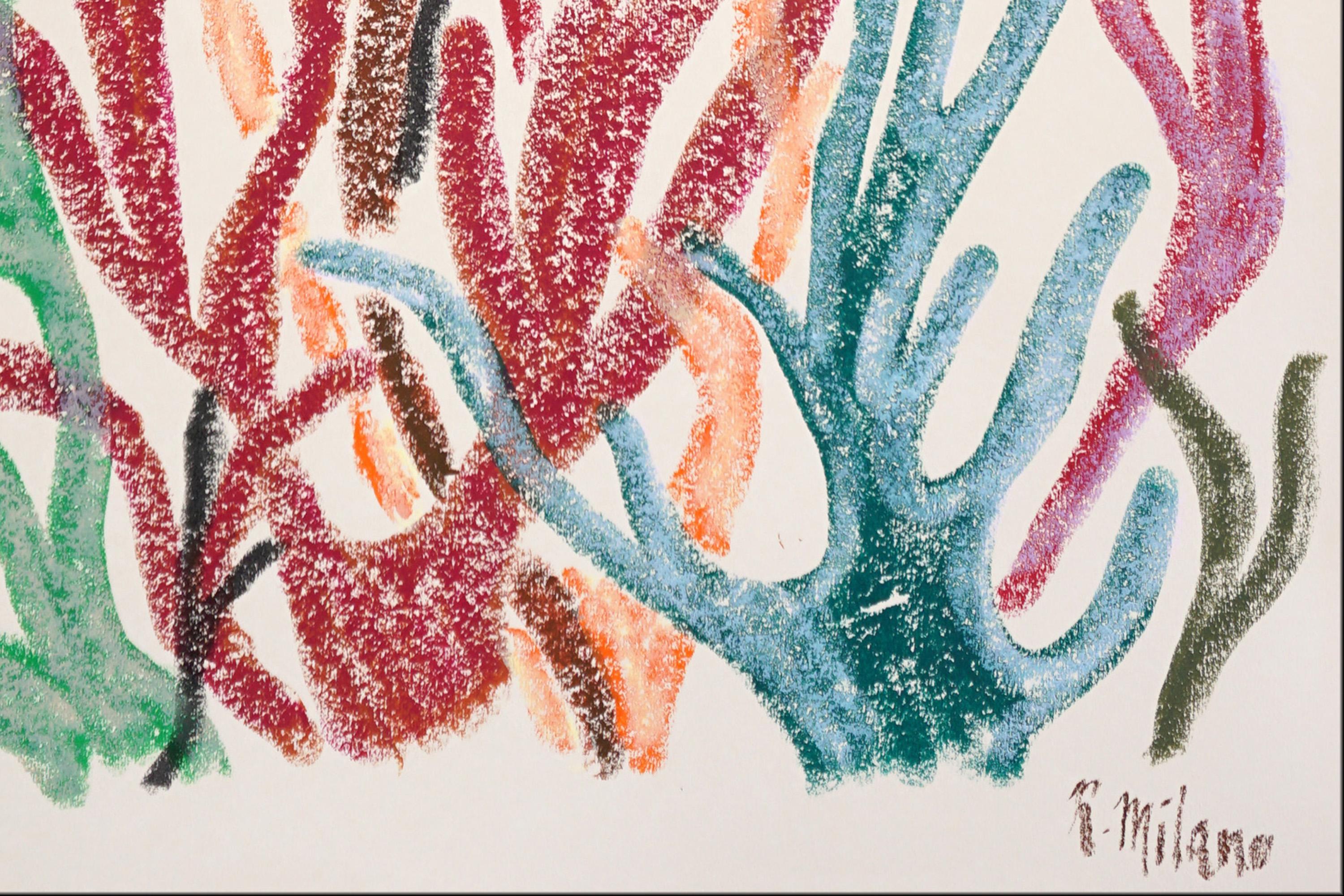 Red Marine Flora, Organic Coral Branches, Biomorphic Organic  Shapes on Paper For Sale 3