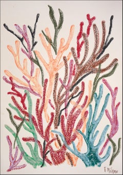 Red Marine Flora, Organic Coral Branches, Biomorphic Organic  Shapes on Paper