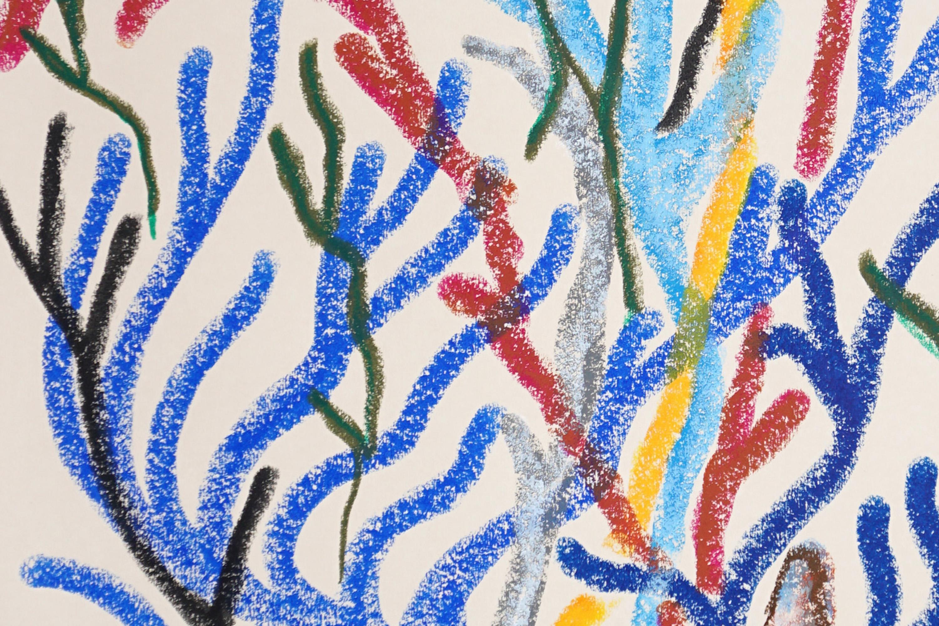 Étoile de mer parmi les coraux, paysage marin moderne, formes biomorphiques sur papier aquarelle - Naturalisme Painting par Romina Milano