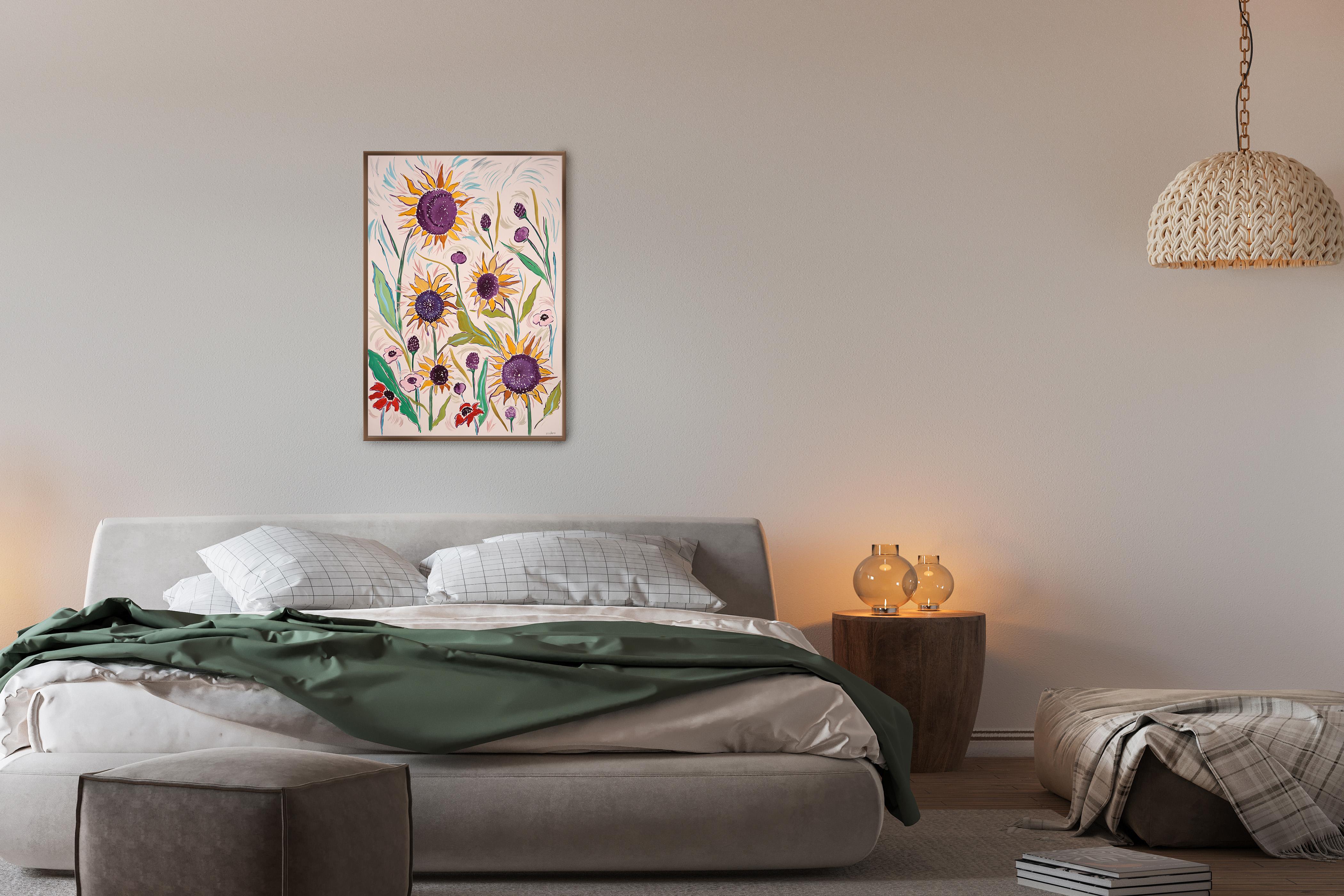 Prairie d'été, style illustration, Bouquet de natures mortes en vente 1