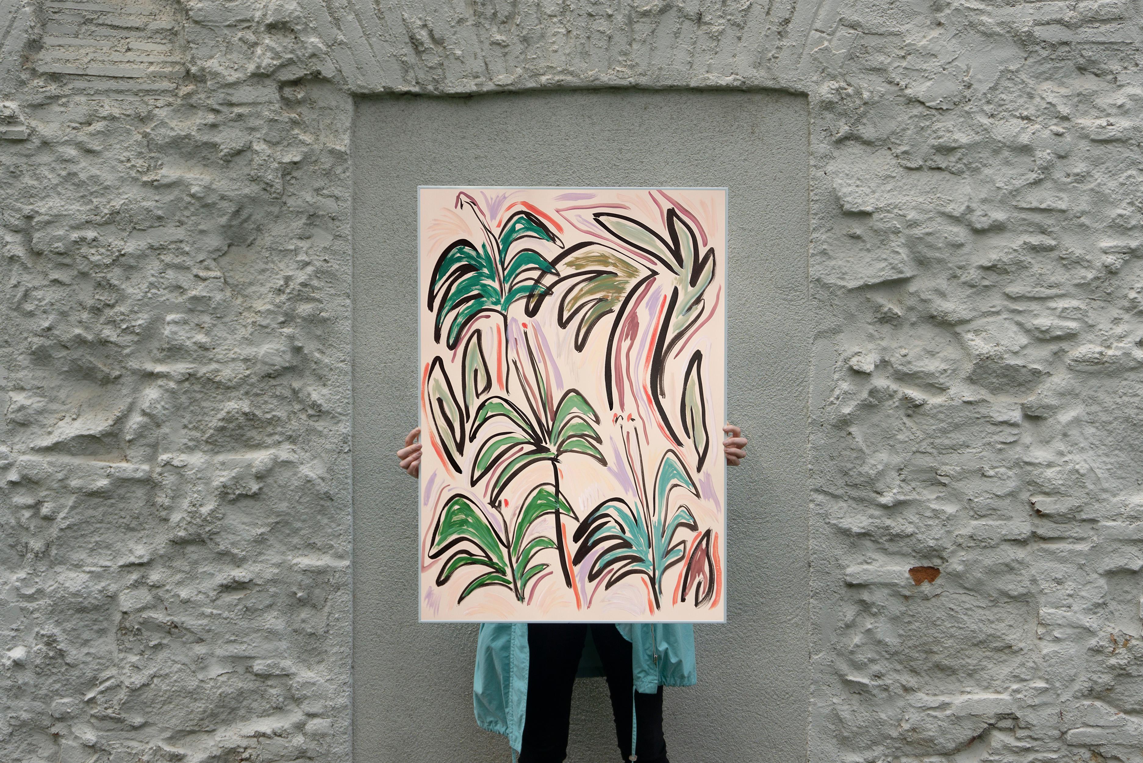 Il Giardino delle Felci, Fiori Espressionisti in Fiore Piante, Verde, Rosa, Gesti 1