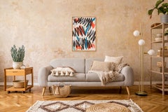 Thinking About Cy, Expressionist Shapes, Turquoise, Orange, Black Urban Gestures