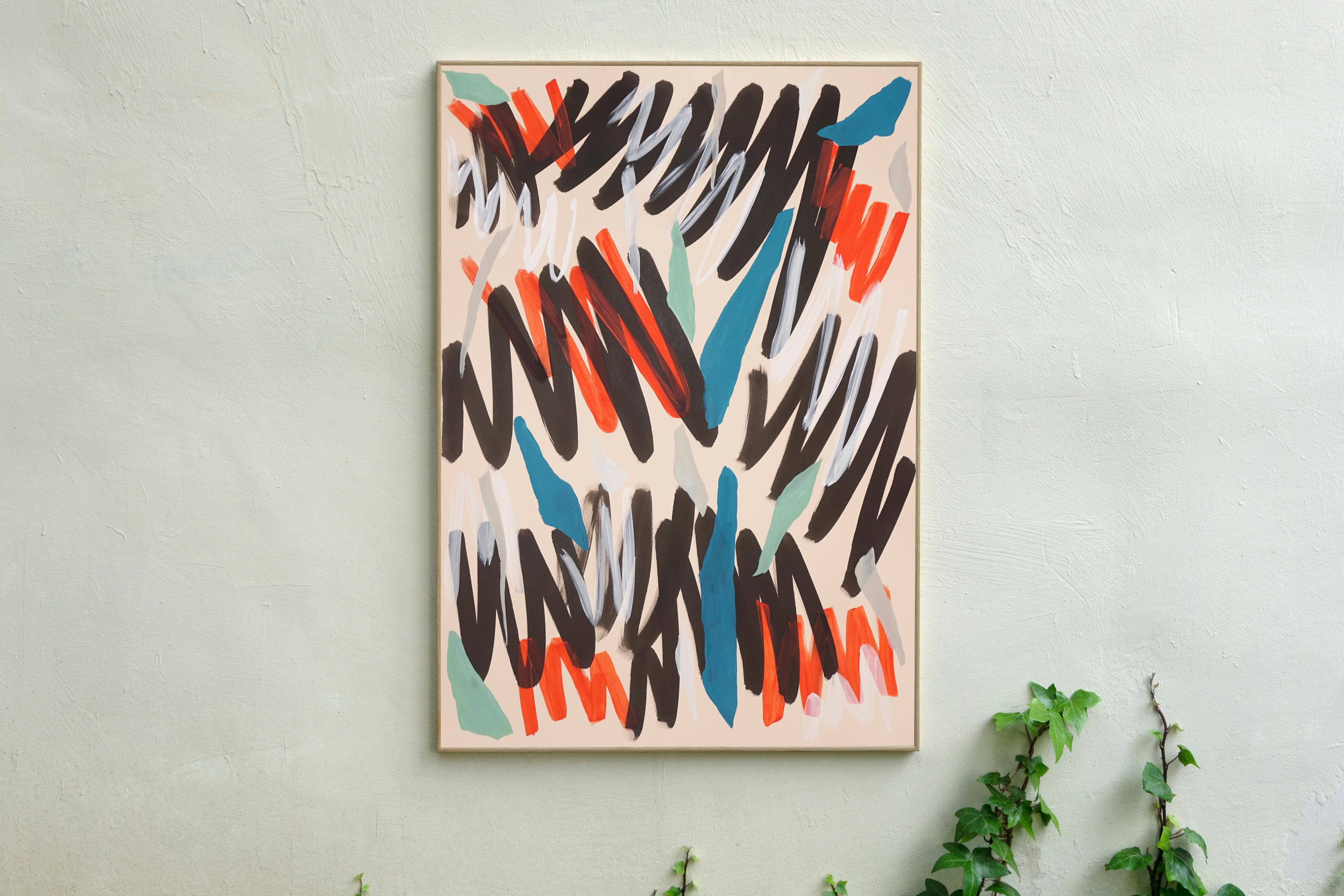 Pensar en Cy, Formas Expresionistas, Turquesa, Naranja, Negro Gestos Urbanos en venta 1