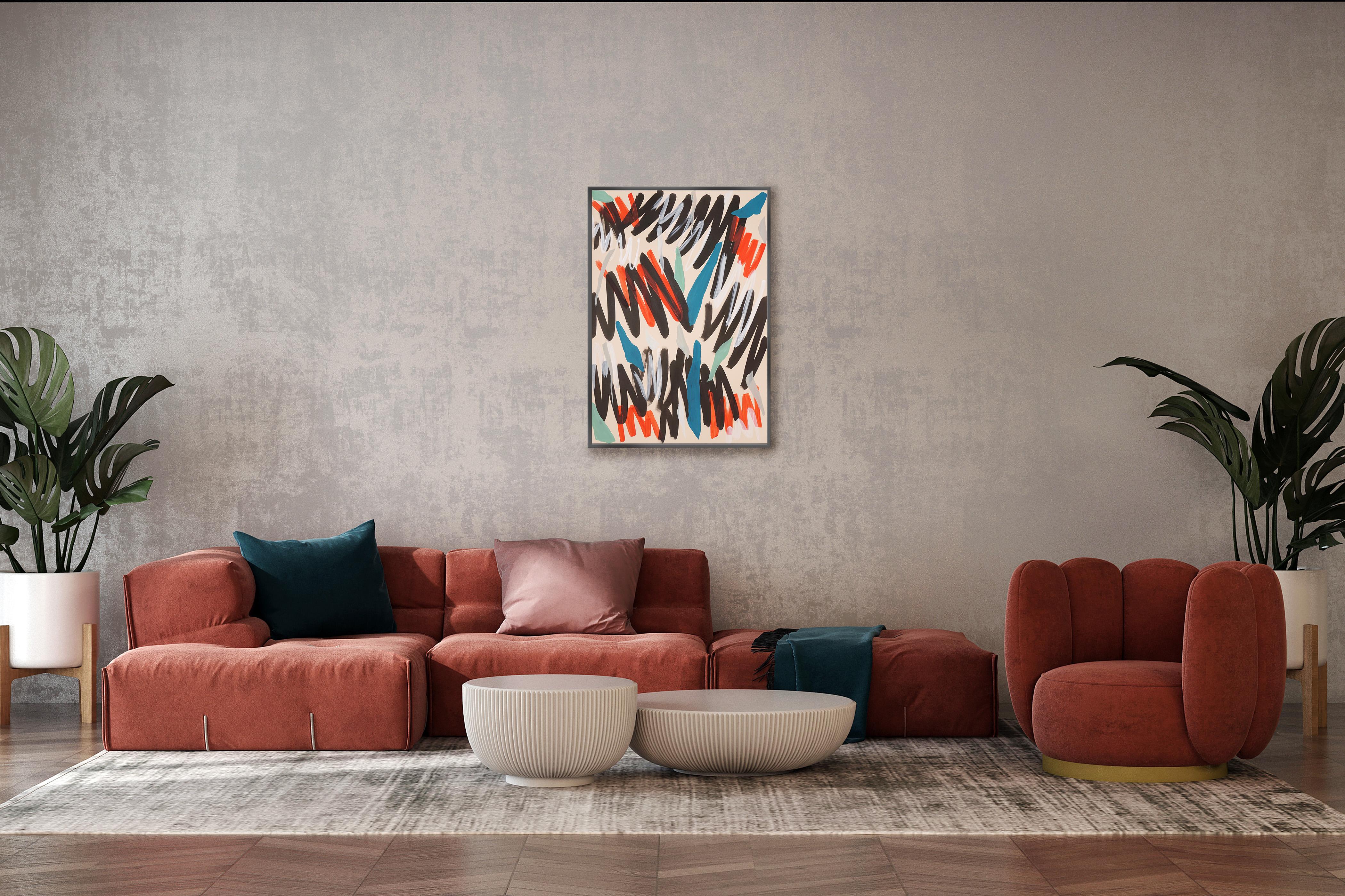 Pensar en Cy, Formas Expresionistas, Turquesa, Naranja, Negro Gestos Urbanos en venta 2