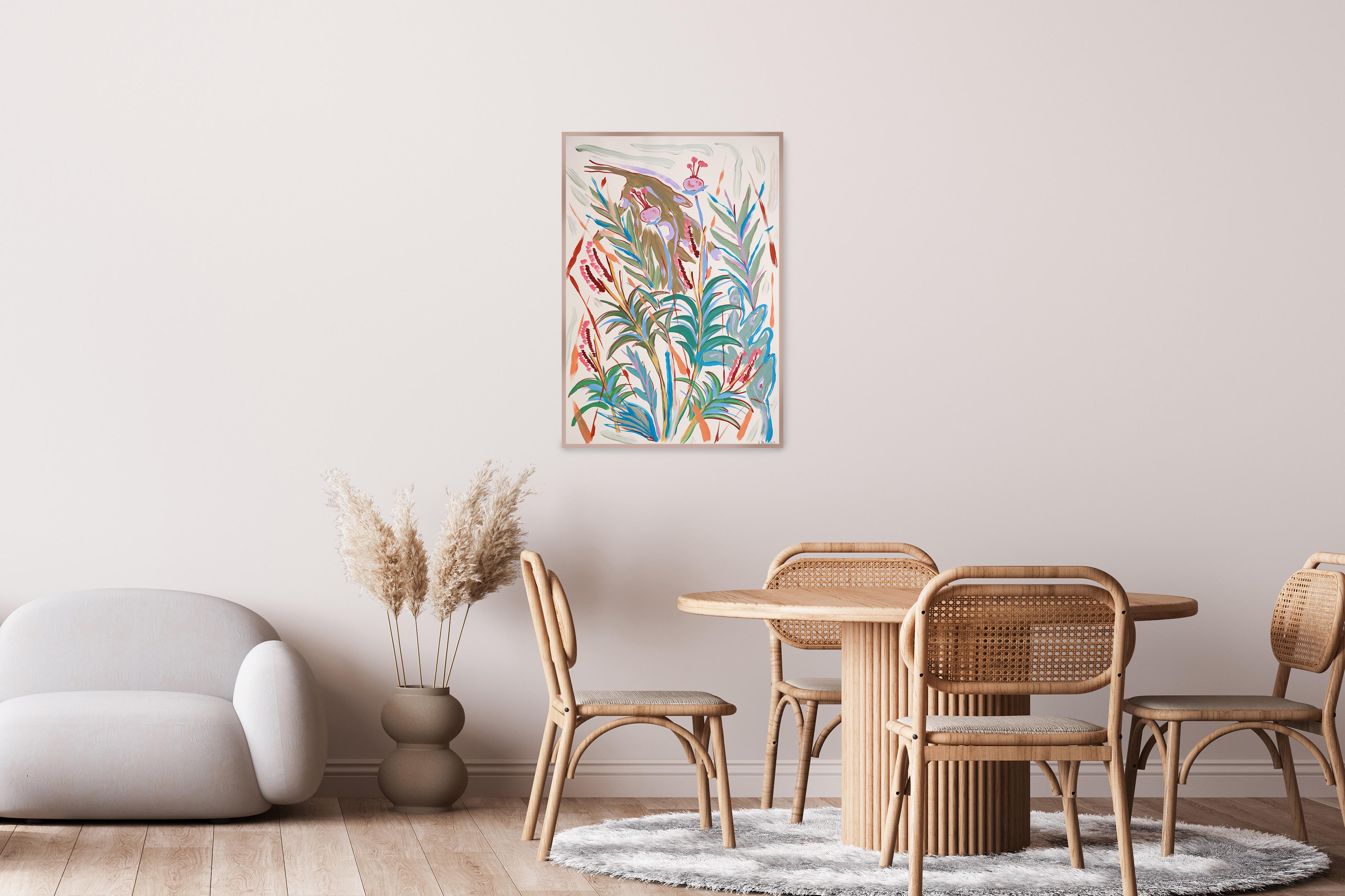 Tropical Garden, Expressionist Green Plants, Jurassic, Botanical Painting, Paper For Sale 2