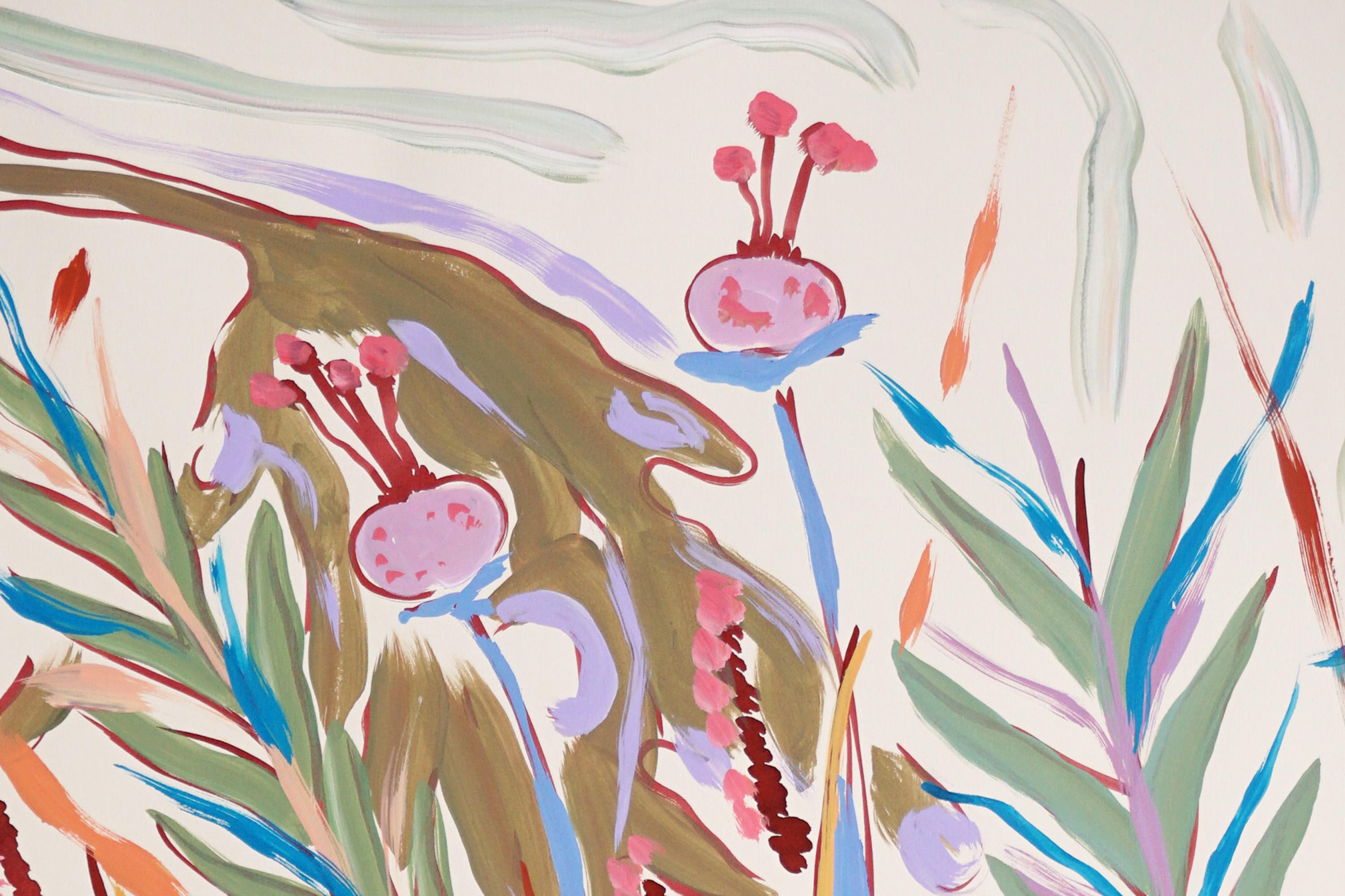 Tropical Garden, Expressionist Green Plants, Jurassic, Botanical Painting, Paper For Sale 4