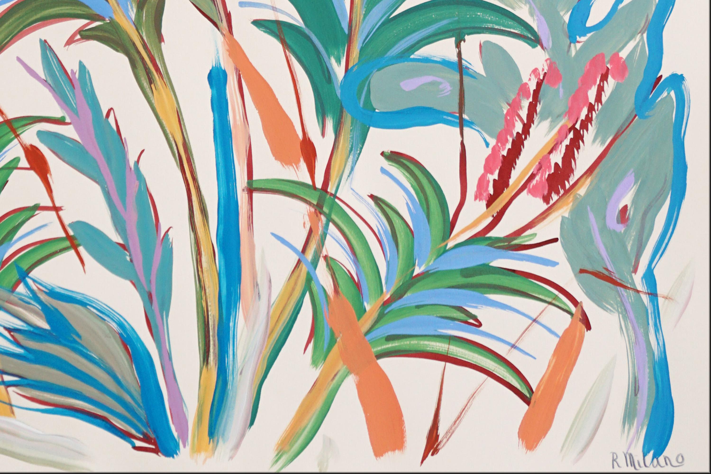 Tropical Garden, Expressionist Green Plants, Jurassic, Botanical Painting, Paper For Sale 5