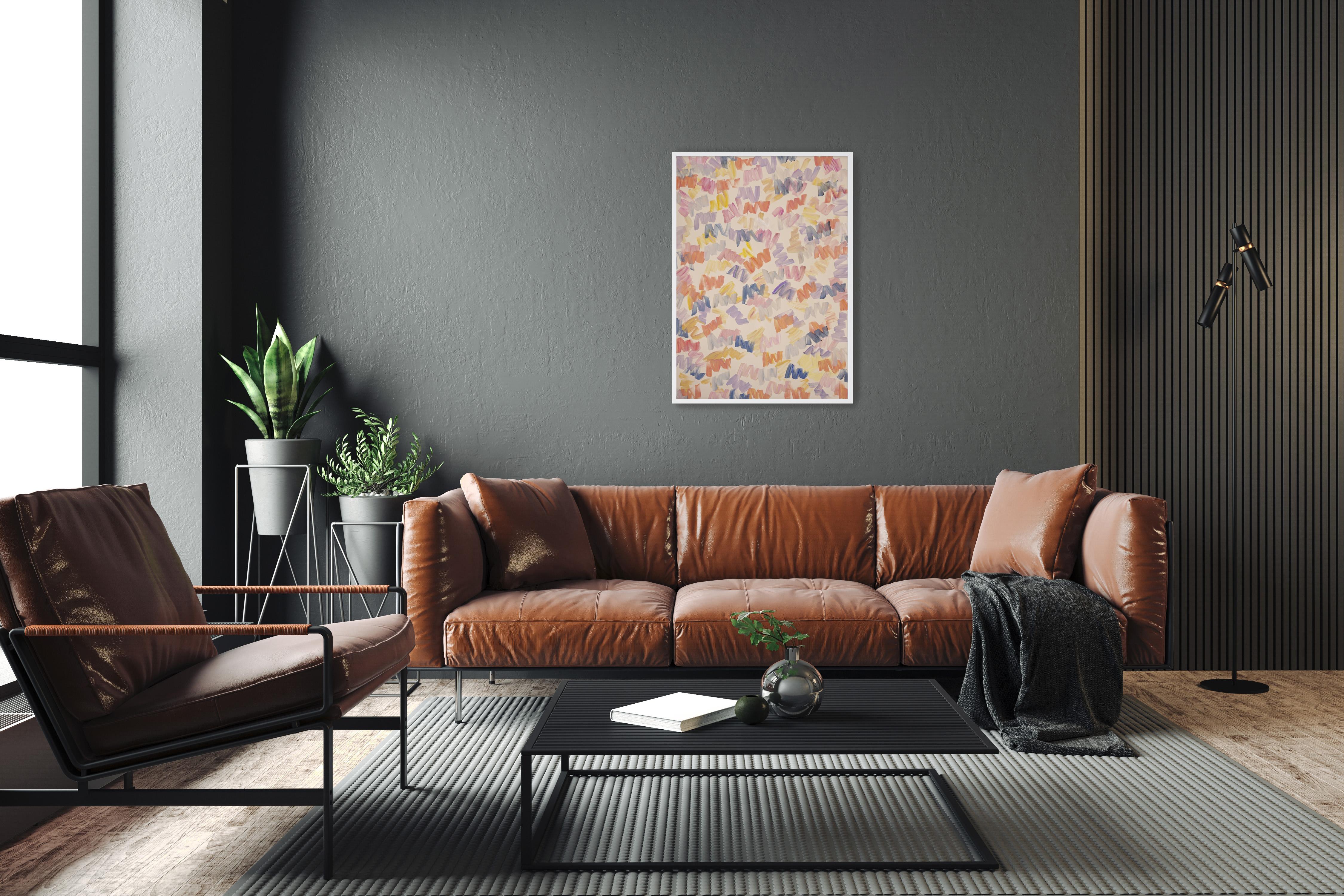 Stile urbano, gesti espressionisti, campi di fiori, pennellate di toni pastello - Painting Espressionismo astratto di Romina Milano