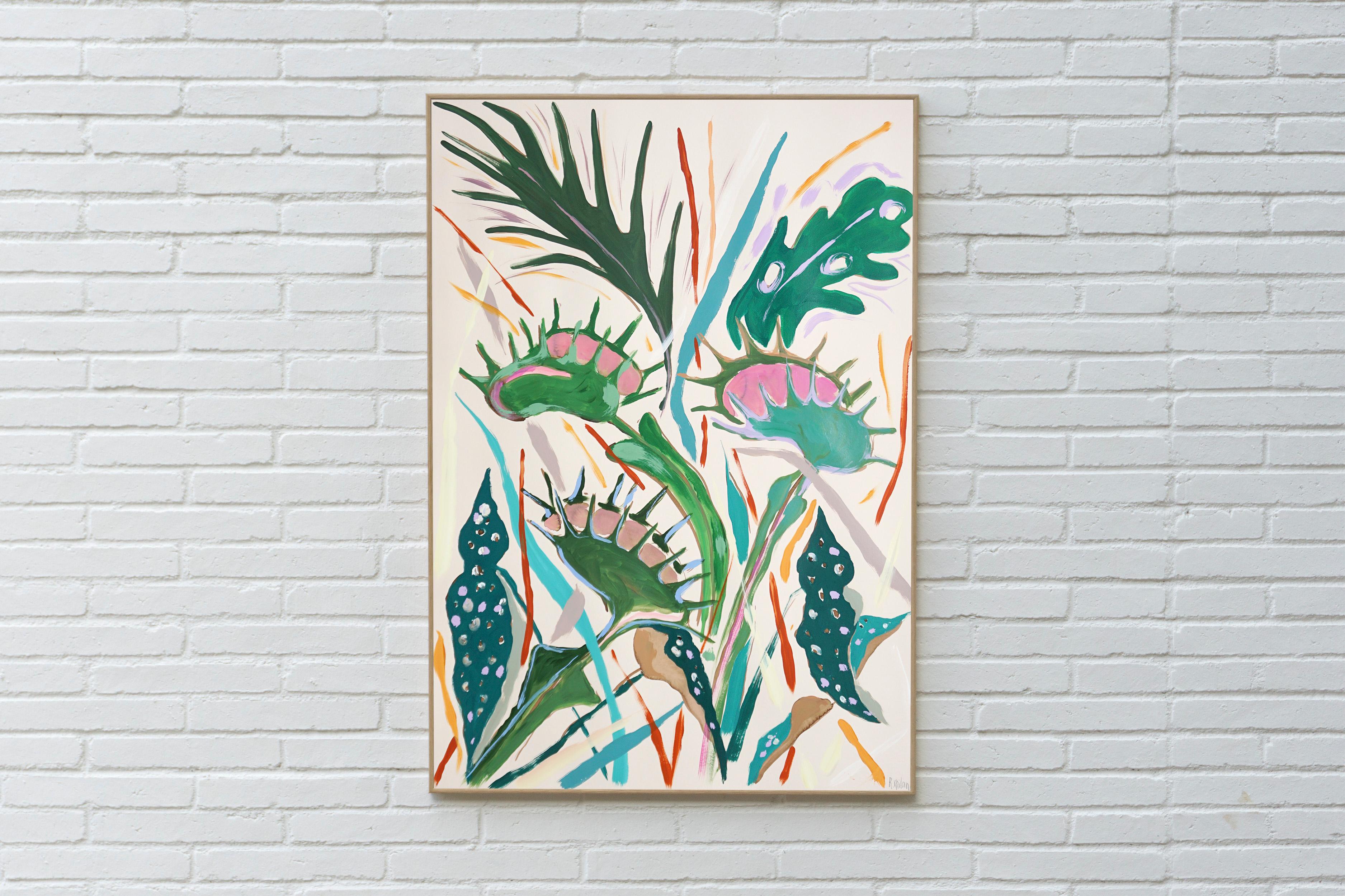 Boléro Vénus, plantes carnivoreuses, expressionniste exotique, illustration botanique - Painting de Romina Milano