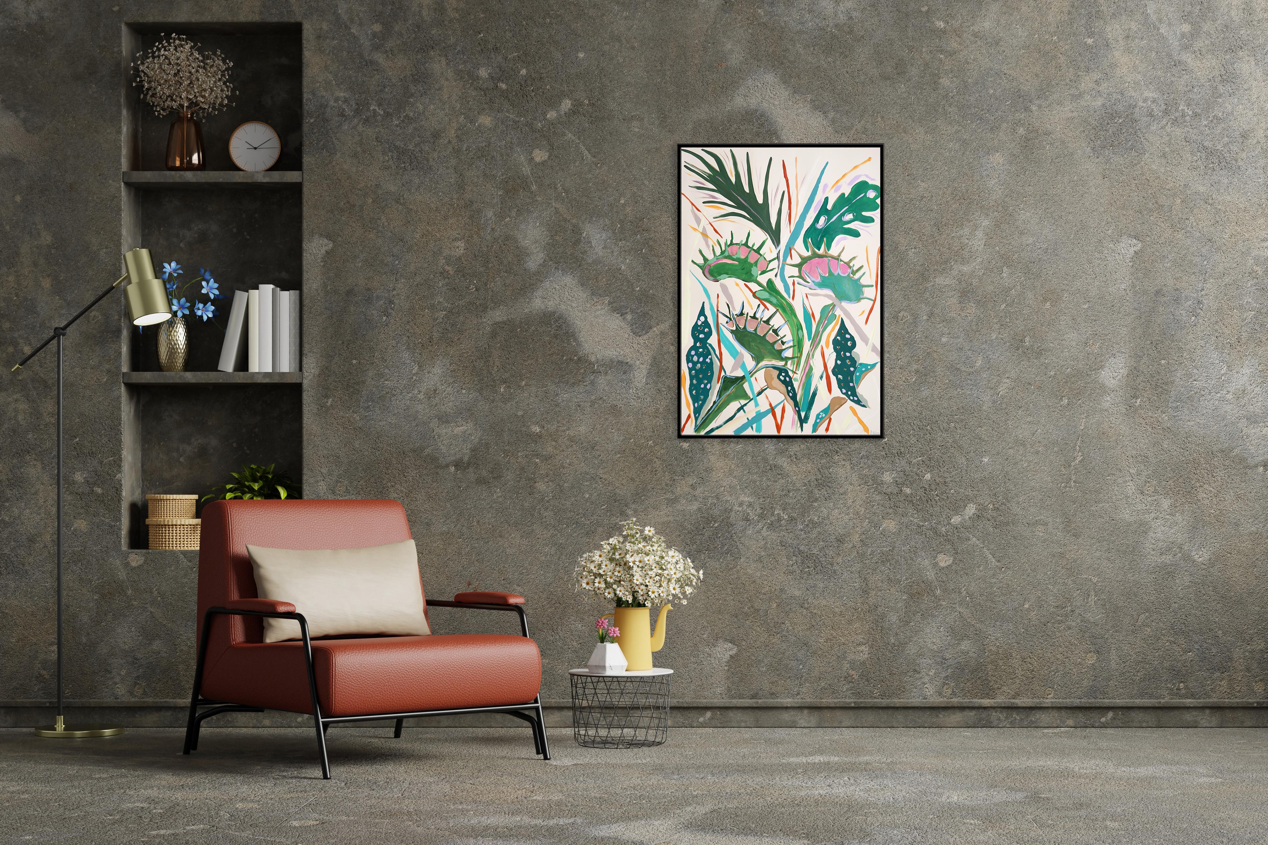Cette peinture vibrante capture la beauté saisissante et la forme intrigante des pièges à mouches de Vénus. De grands coups de pinceau et des couleurs vives donnent vie à ces plantes carnivores, soulignant leur nature à la fois délicate et féroce.