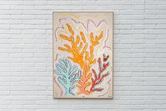 Coraux vibrants, formes colorées de récifs, paysage marin vertical, style illustration