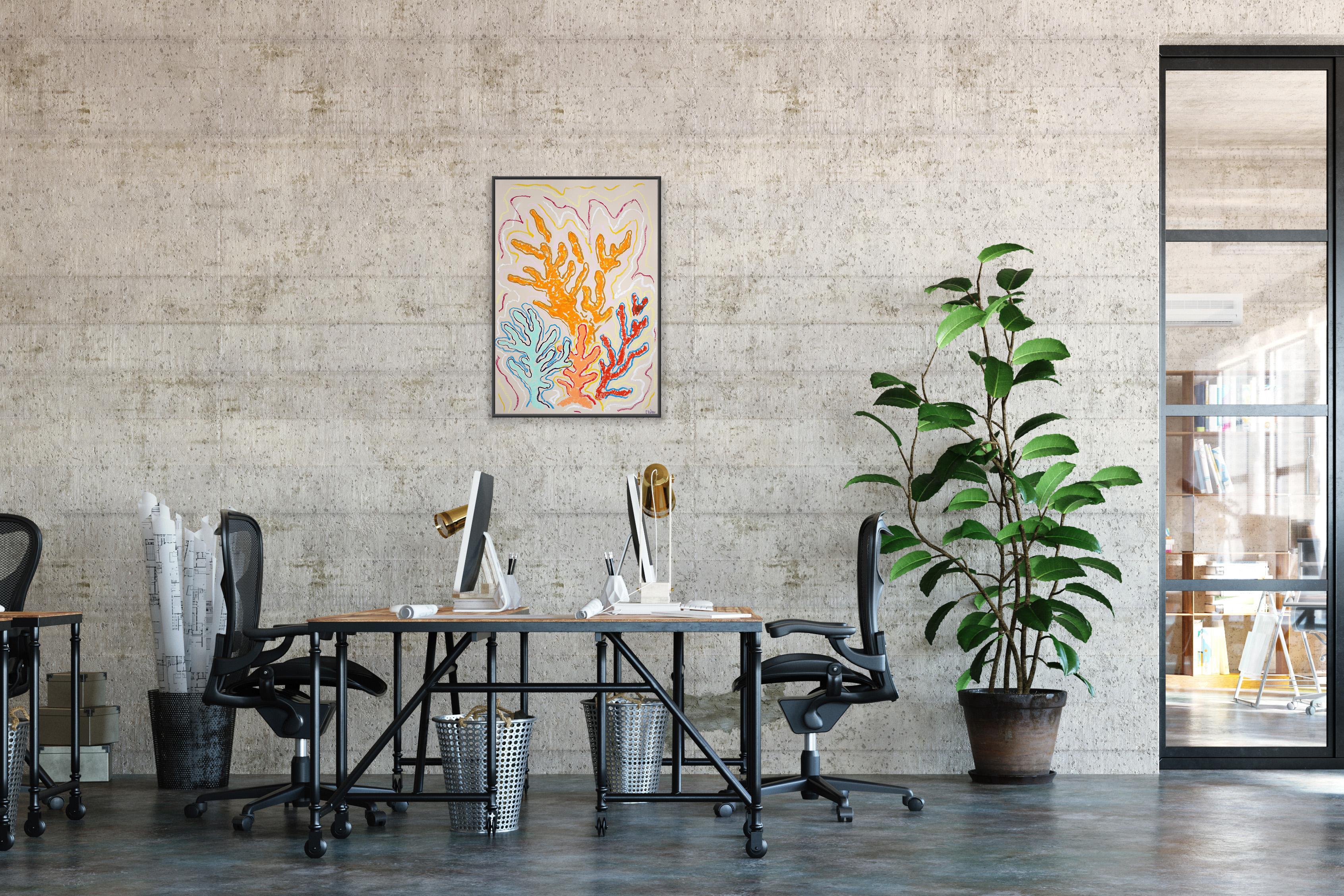 Vibrating Corals, Colorful Reef Shapes, Vertical Seascape, Ilustration Style For Sale 1