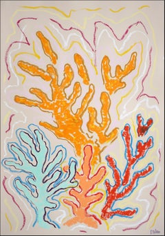 Coralli vibranti, forme colorate della barriera corallina, paesaggio marino verticale, stile illustrazione