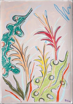 Bosquejo de Hojas Vivas y Exuberantes, Dibujo Botánico, Estilo Expresionista, Papel de Acuarela
