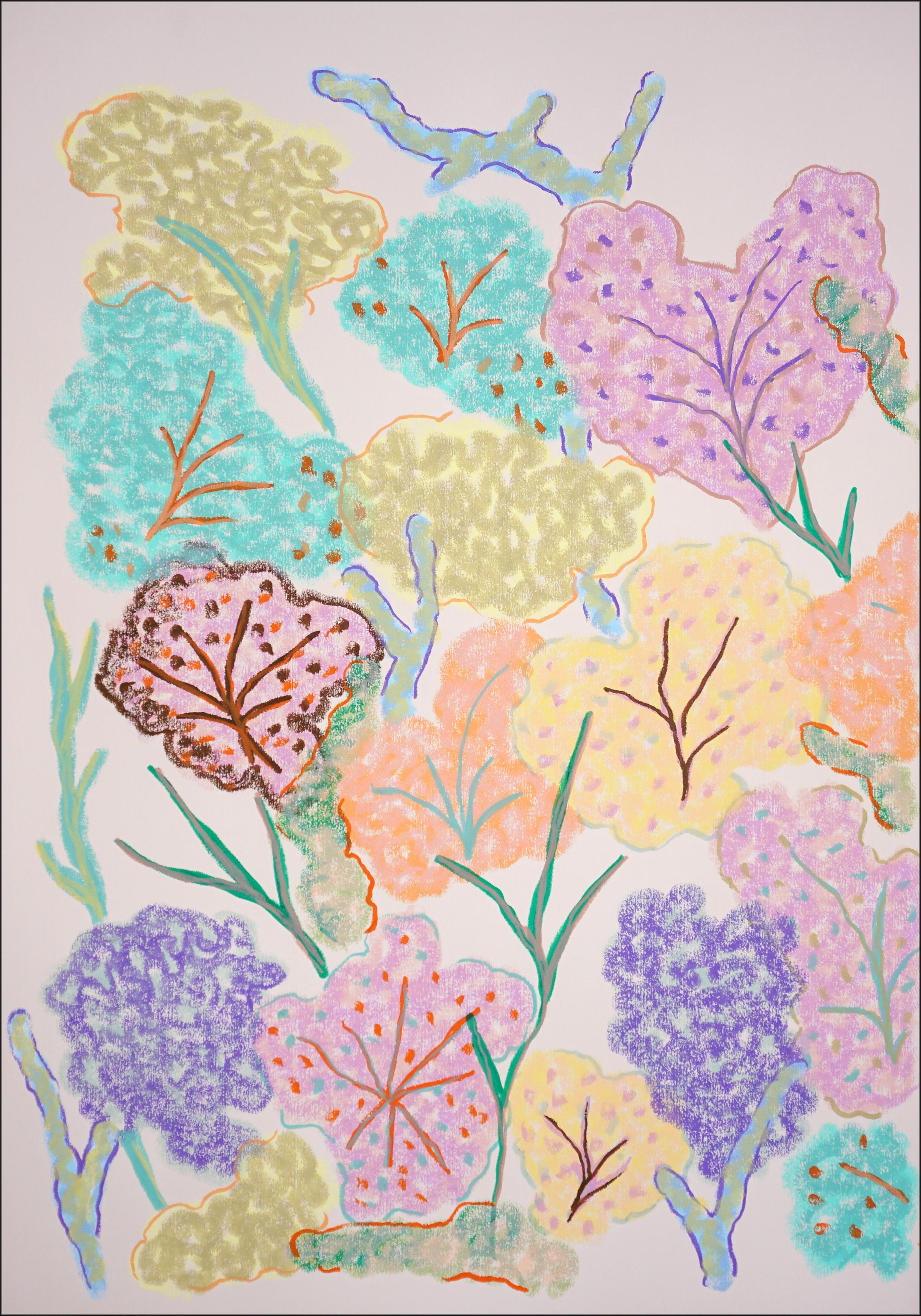 Lebendige Meeresschwämme, abstrakte Meeresmalerei in Pastelltönen, großes Diptychon, 2025 (Beige), Landscape Painting, von Romina Milano