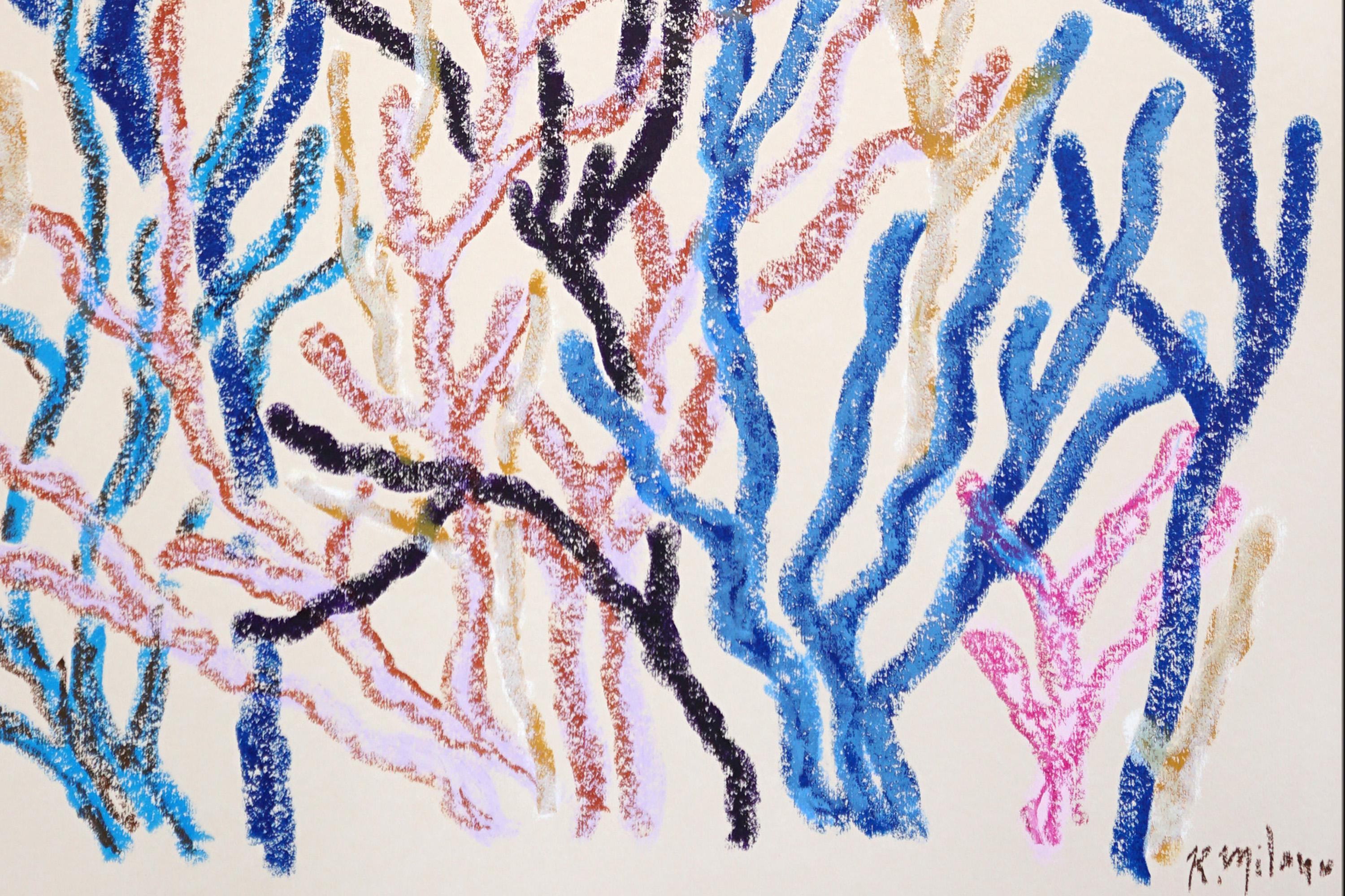 Warm and Cool Corals Diptych, Earthy Abstract Coral Reef, Pastel Strokes, Paper For Sale 4