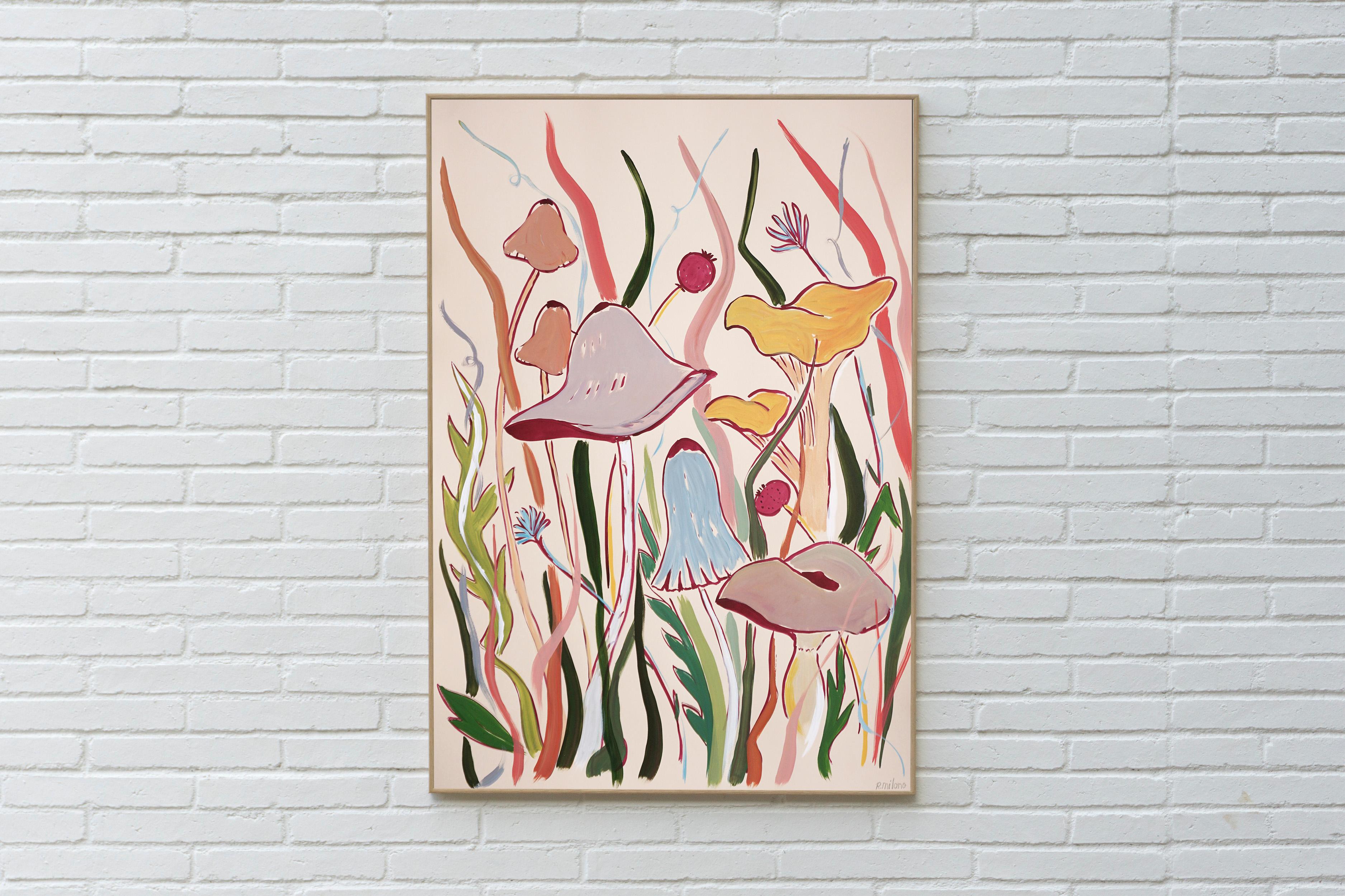 Funghi selvatici, Composizione con toni autunnali, Paesaggio con colori caldi, Natura morta - Painting di Romina Milano
