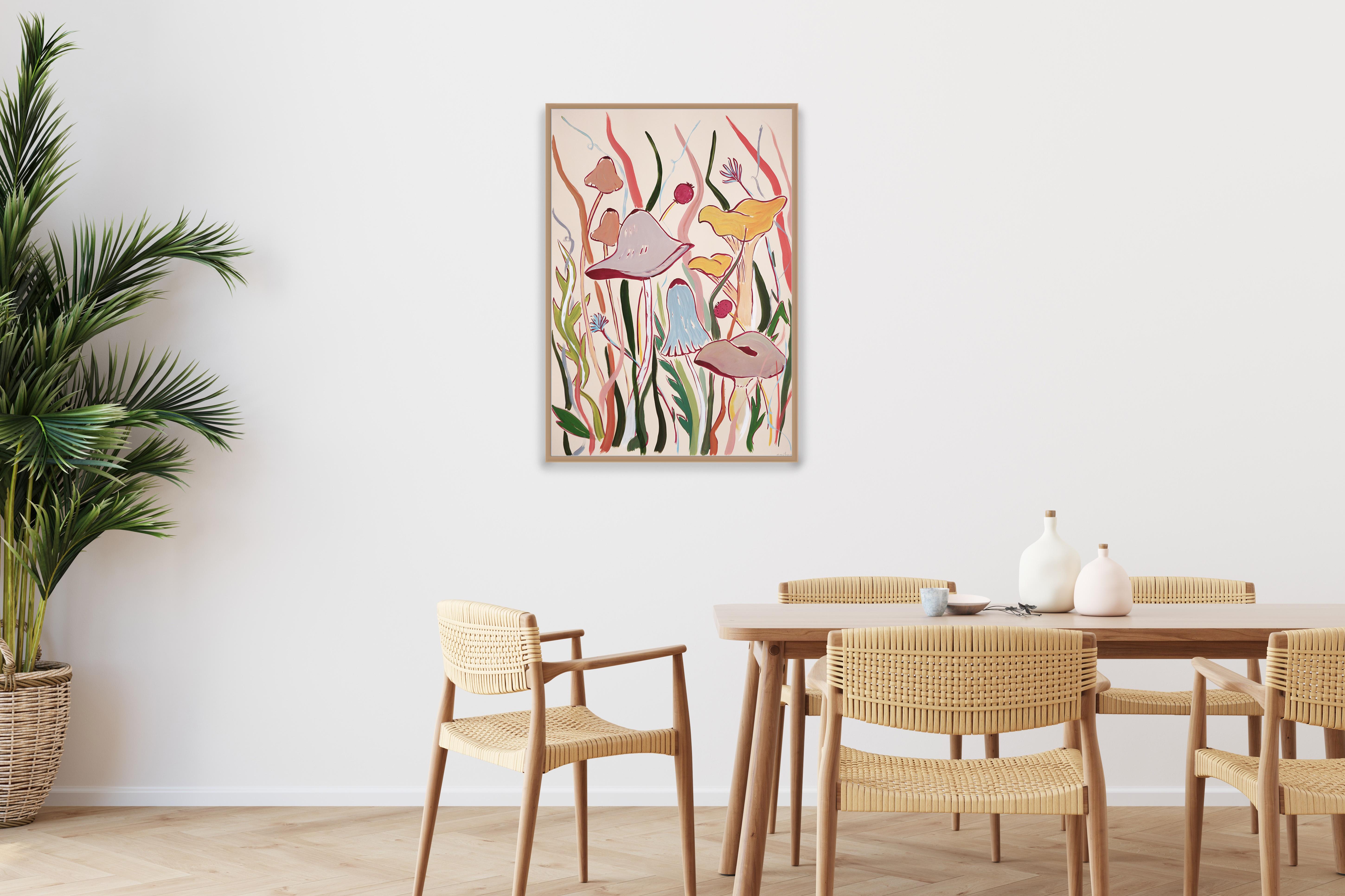 Funghi selvatici, Composizione con toni autunnali, Paesaggio con colori caldi, Natura morta - Painting Moderno di Romina Milano