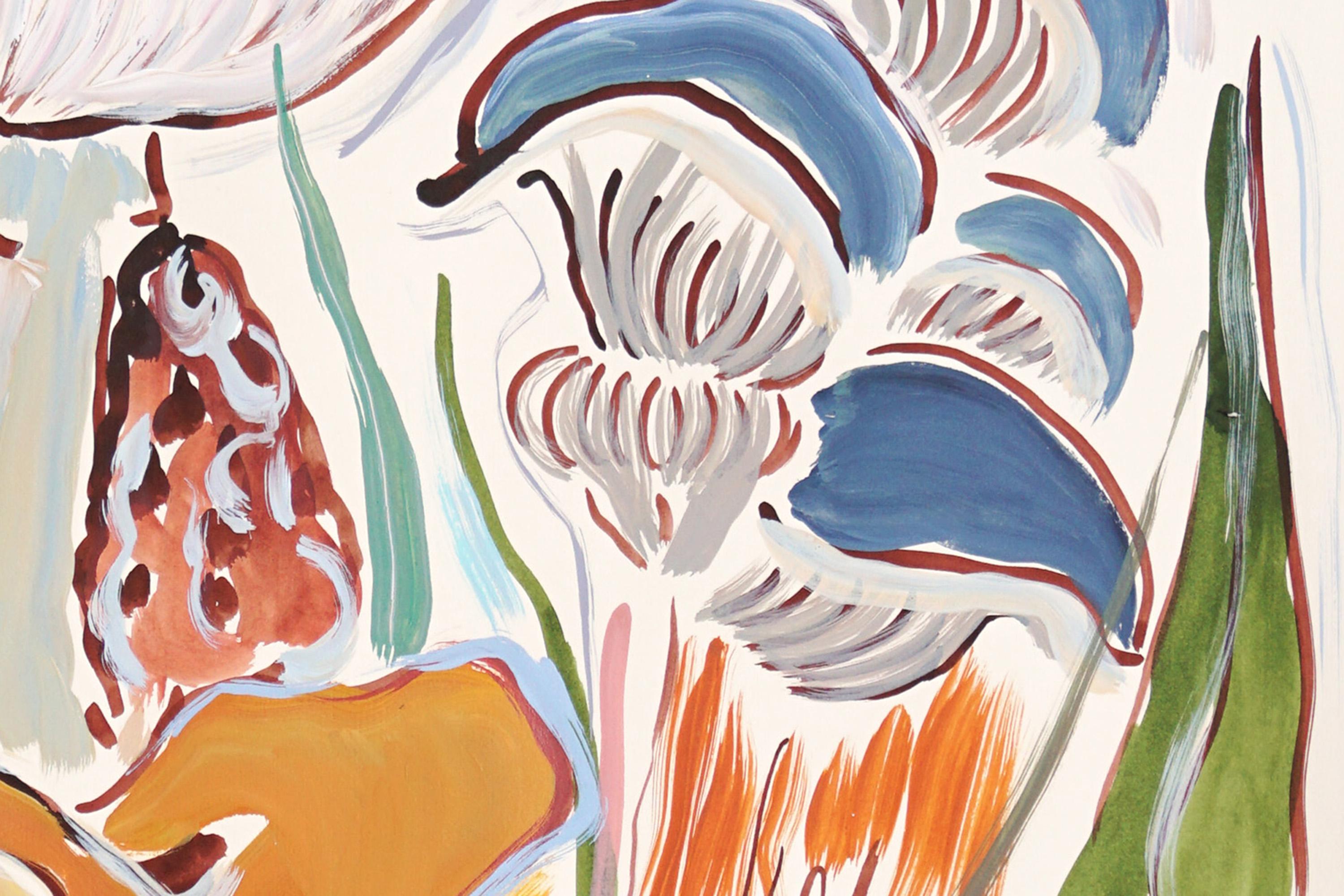 Cosecha de Setas Silvestres, Otoño, Hongos Mágicos, Pintura Estilo Ilustración, Papel - Still-Life Painting Beige de Romina Milano