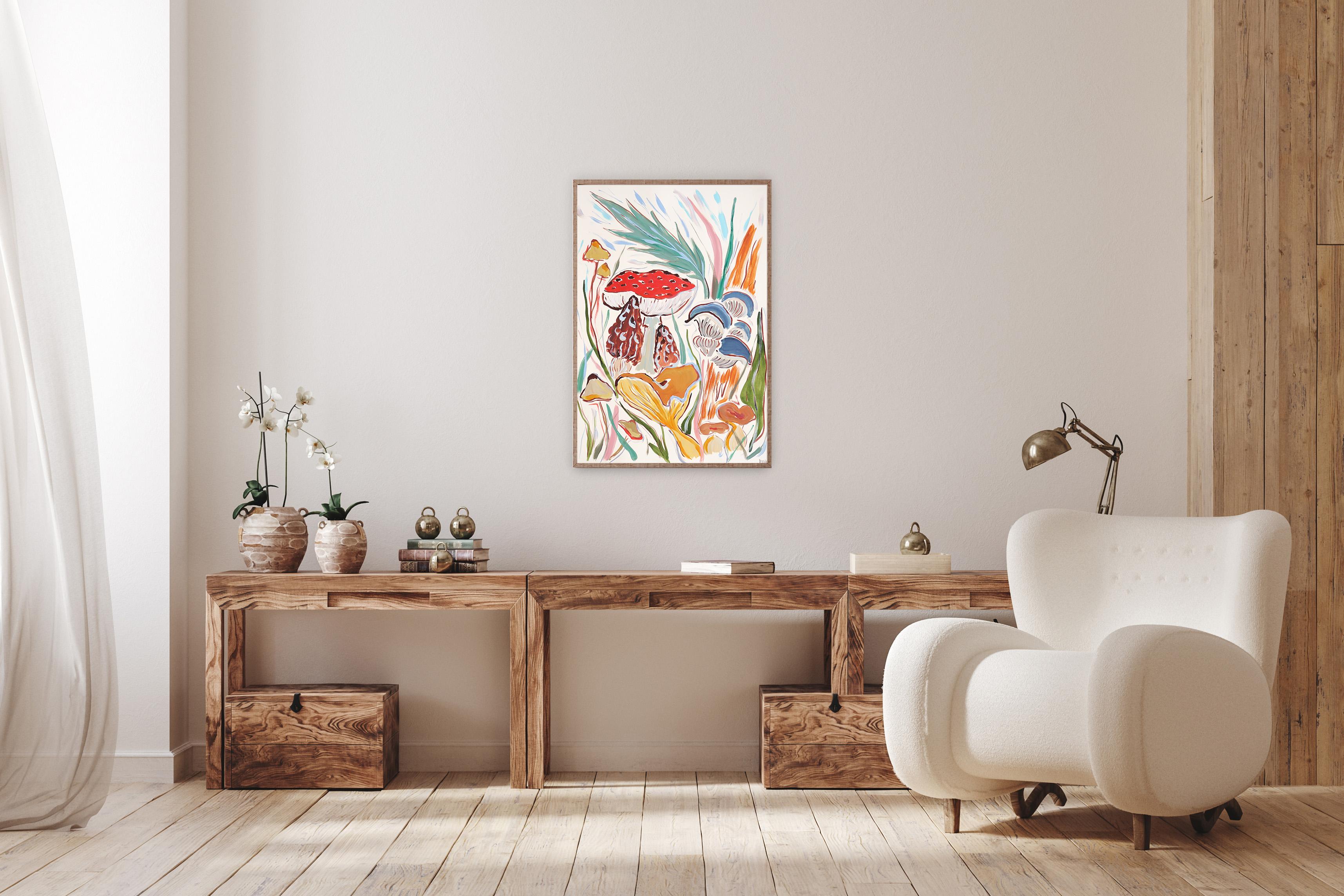 Cosecha de Setas Silvestres, Otoño, Hongos Mágicos, Pintura Estilo Ilustración, Papel 2