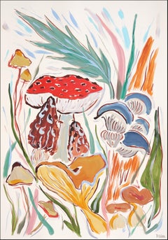 Cosecha de Setas Silvestres, Otoño, Hongos Mágicos, Pintura Estilo Ilustración, Papel