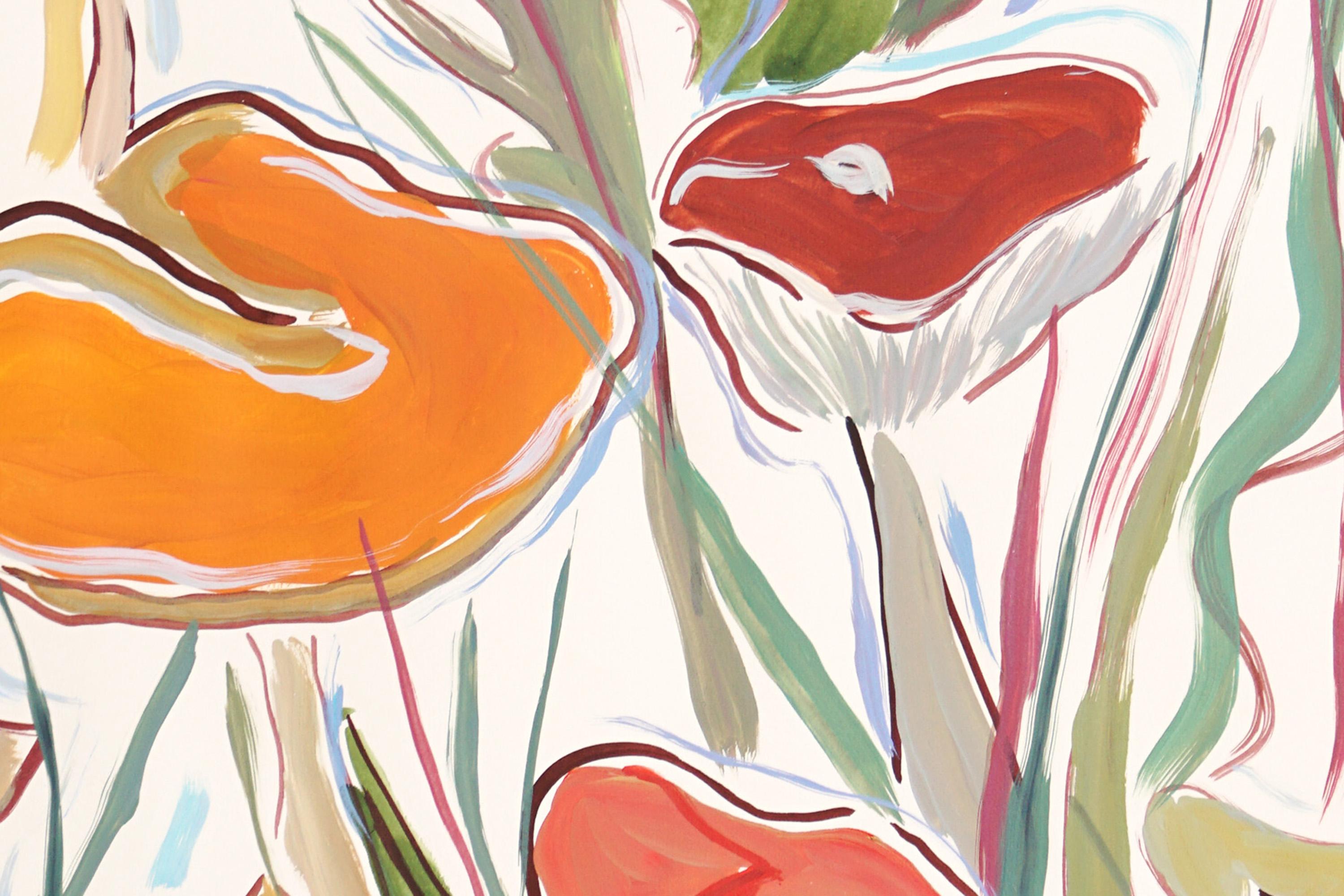 Wilde Pilze Ernte, Herbst, Magie Natur, Illustration Stil, Orange Töne (Beige), Still-Life Painting, von Romina Milano