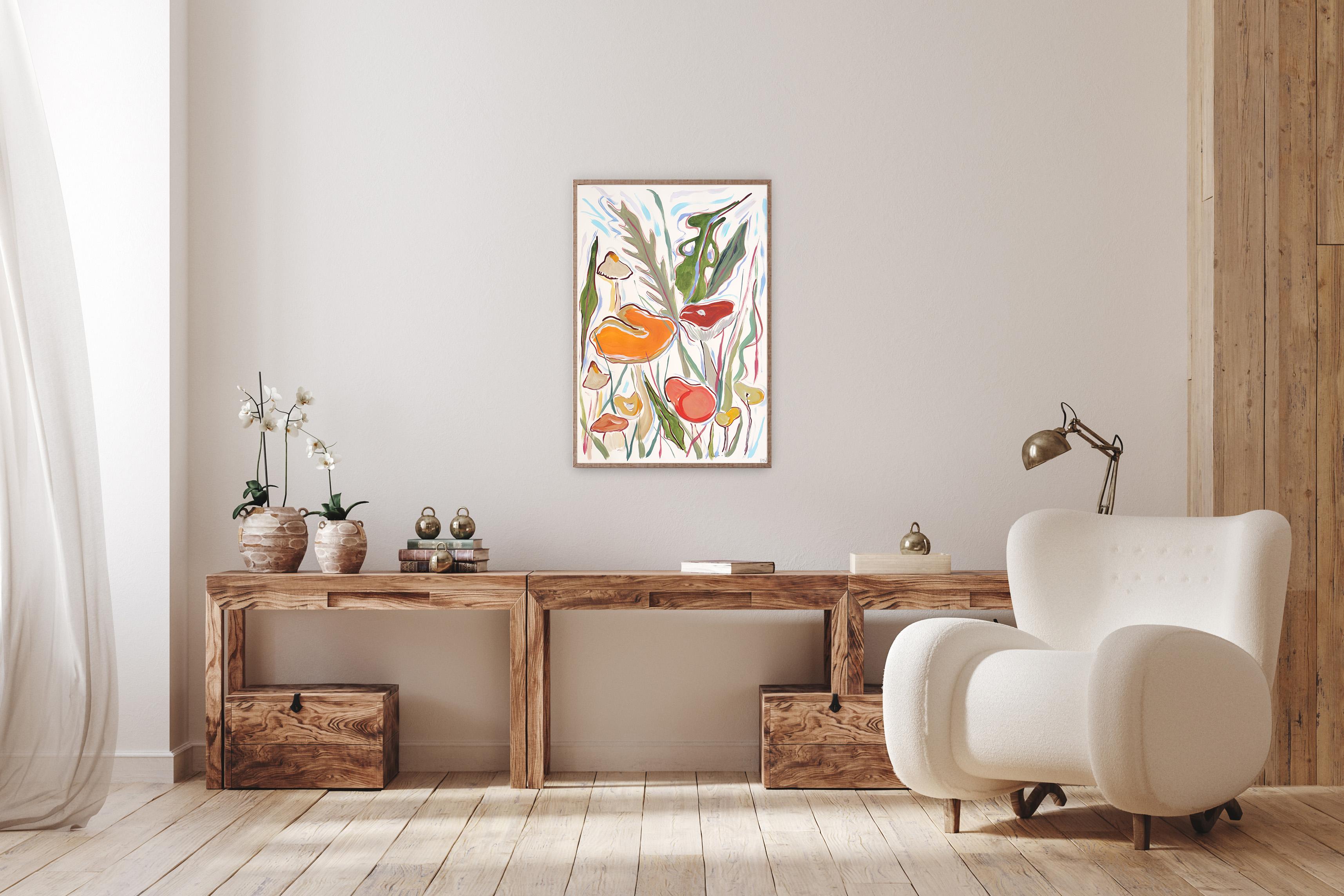 Wilde Pilze Ernte, Herbst, Magie Natur, Illustration Stil, Orange Töne im Angebot 2